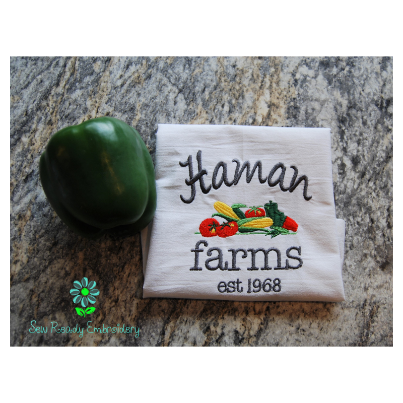 Custom “Farms” Kitchen Towel – Personalized Embroidered Family Farm Flour Sack Dish Towel