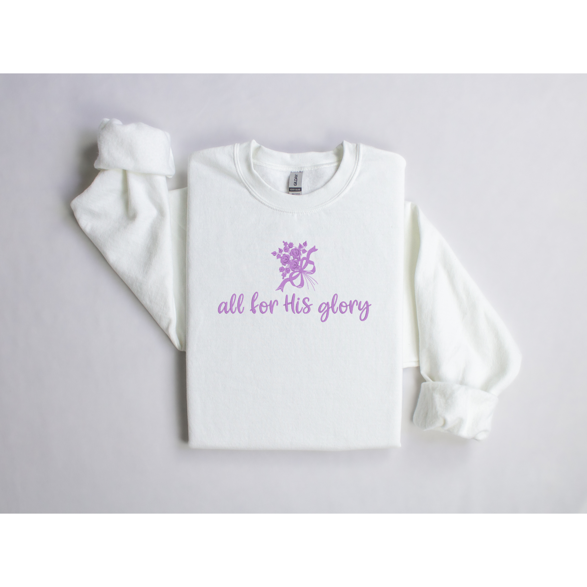 “All for His Glory” Embroidered Sweatshirt | Faith-Based Floral Design