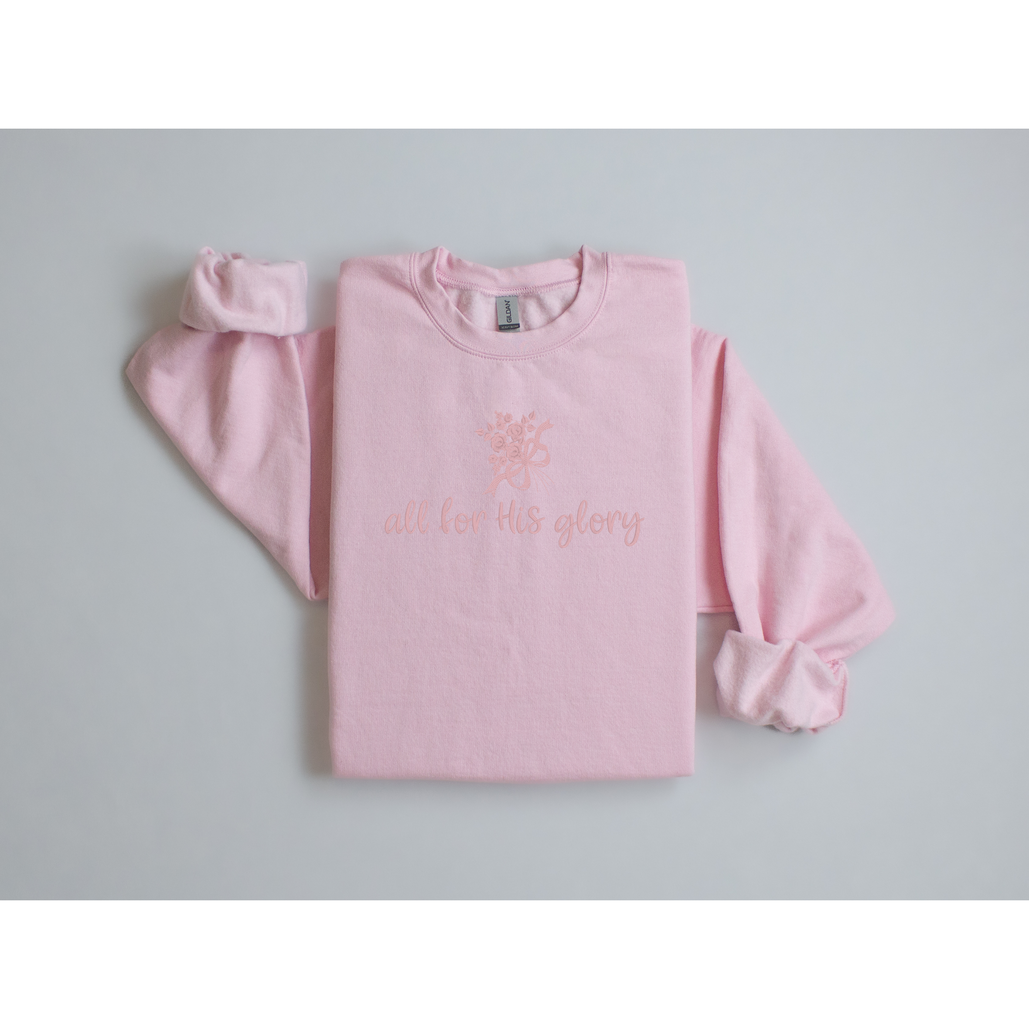 “All for His Glory” Embroidered Sweatshirt | Faith-Based Floral Design