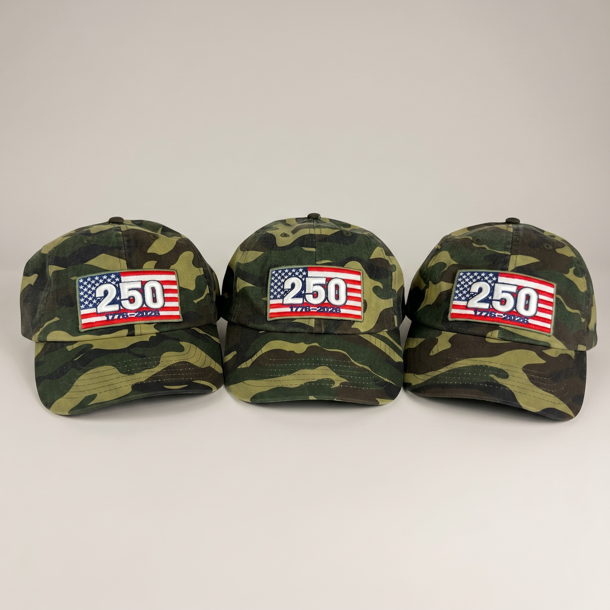 250 Puff Patch Dad Hat Iconic Patriotic Embroidered Cap