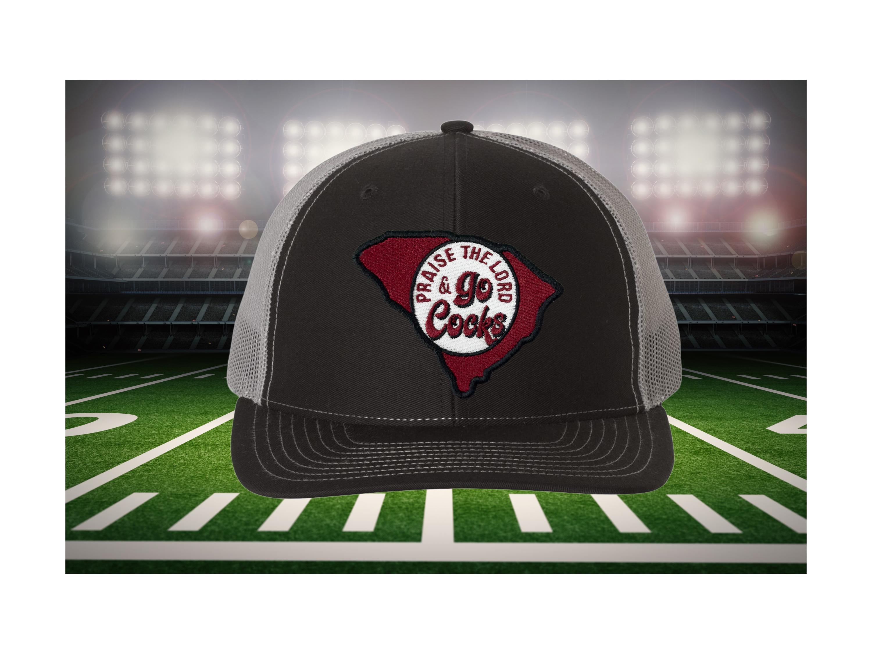 Praise the Lord and Go Cocks Trucker Cap