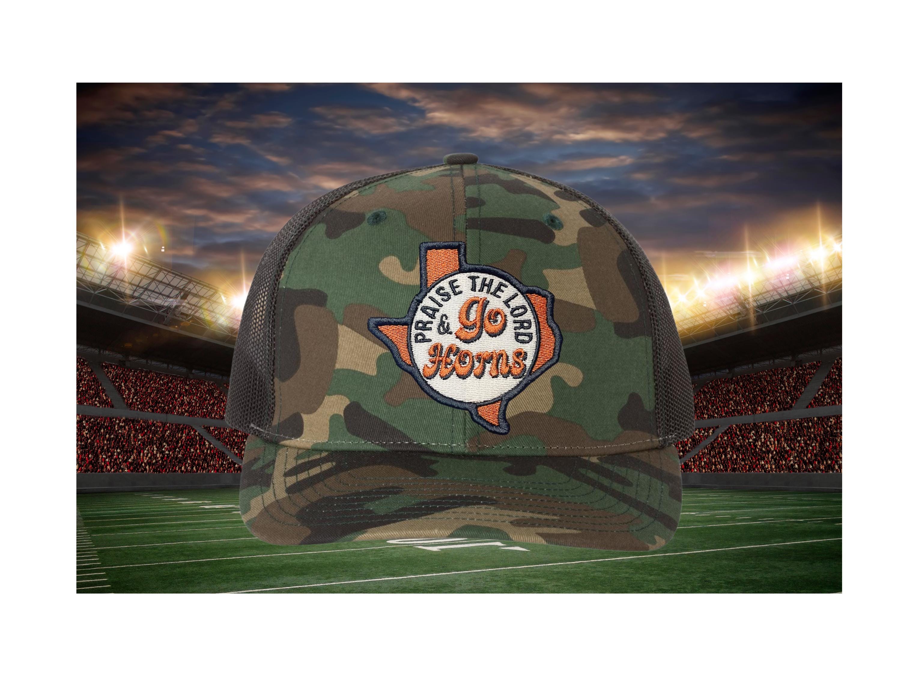 Praise the Lord and Go Horns Trucker Cap