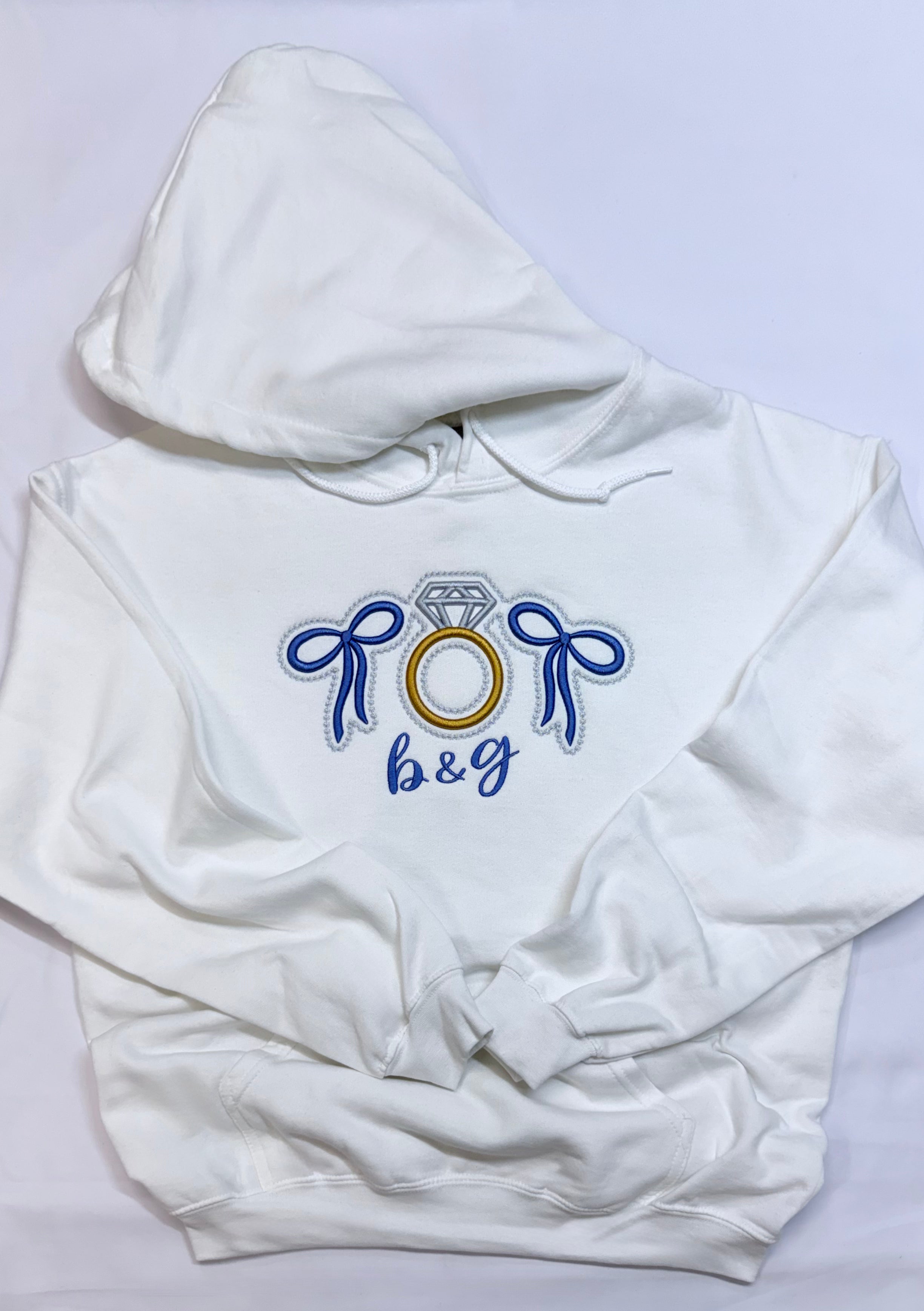 Custom 3D Puff Diamond Ring with Bows Engagement Embroidered Shirt