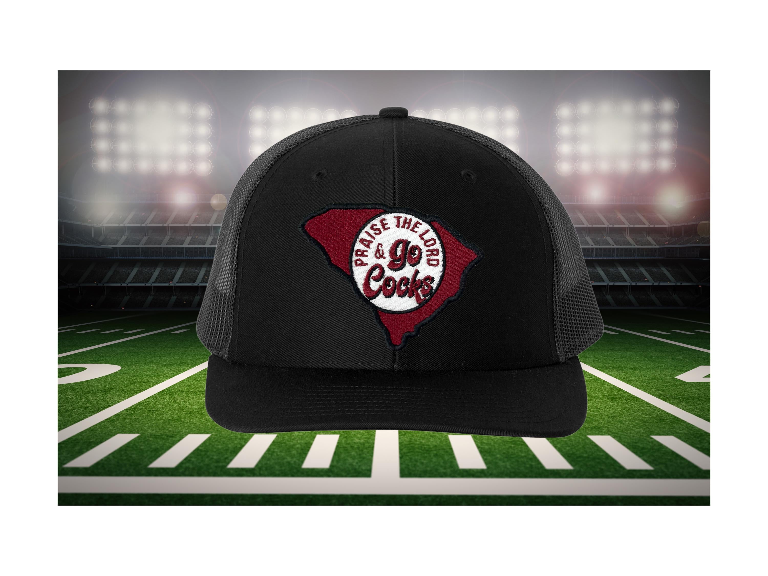 Praise the Lord and Go Cocks Trucker Cap
