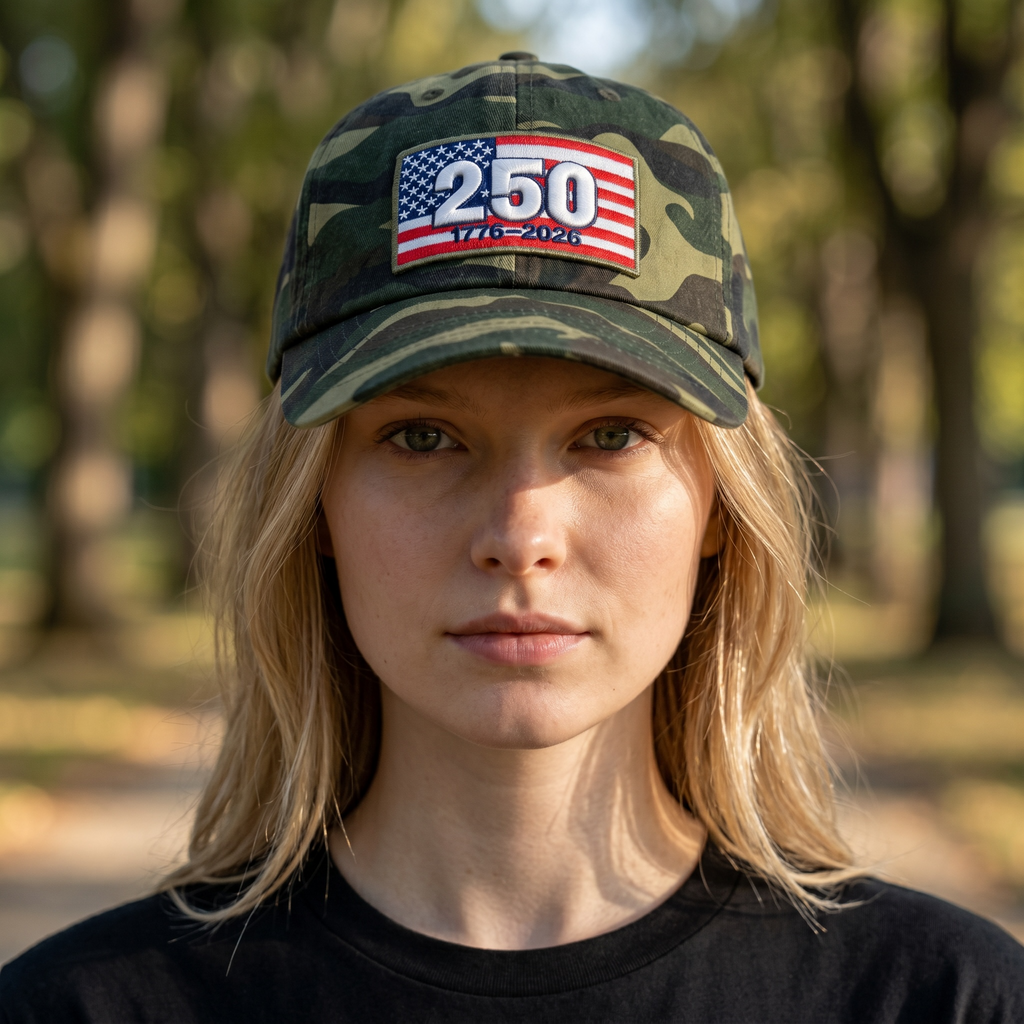 250 Puff Patch Dad Hat Iconic Patriotic Embroidered Cap