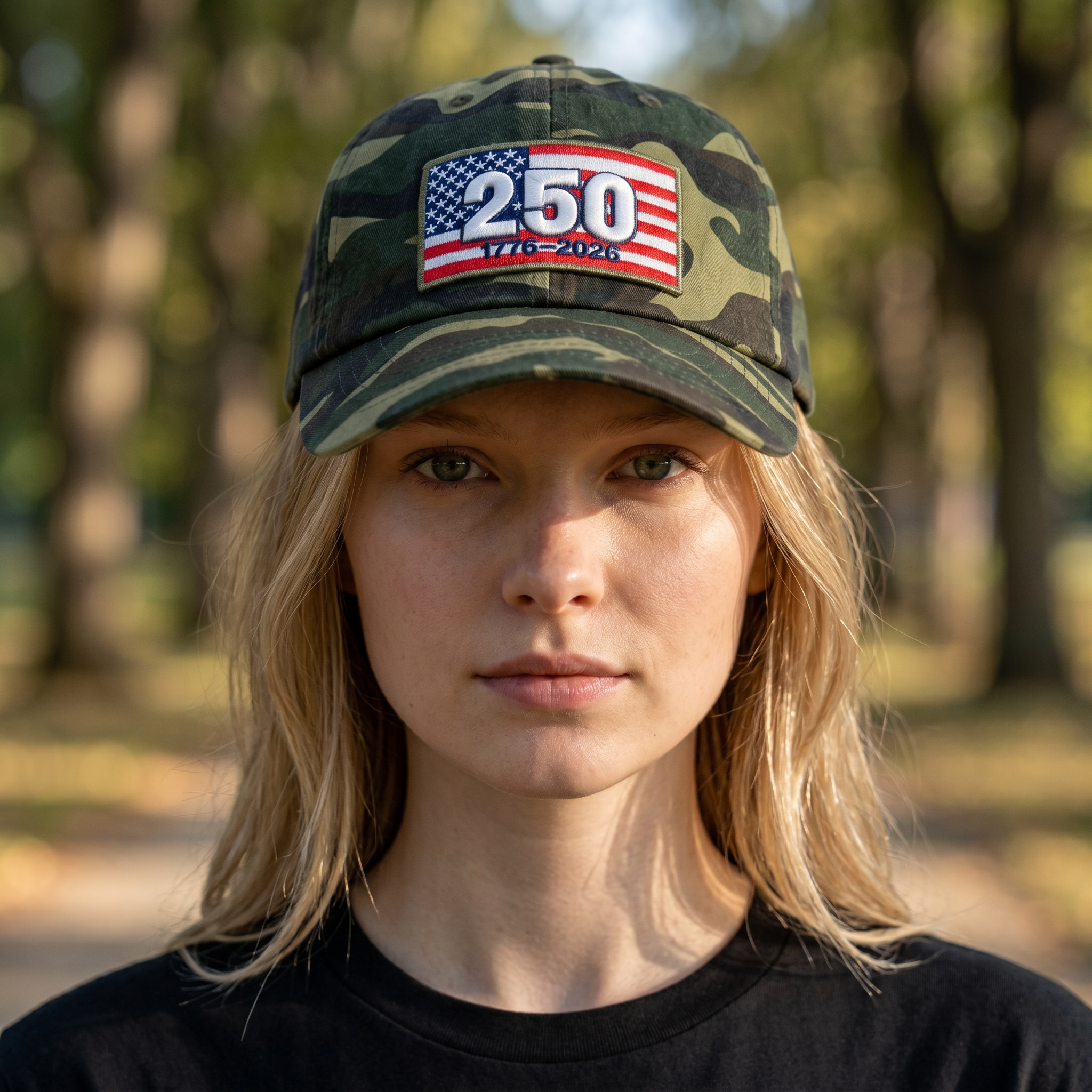 250 Puff Patch Dad Hat Iconic Patriotic Embroidered Cap
