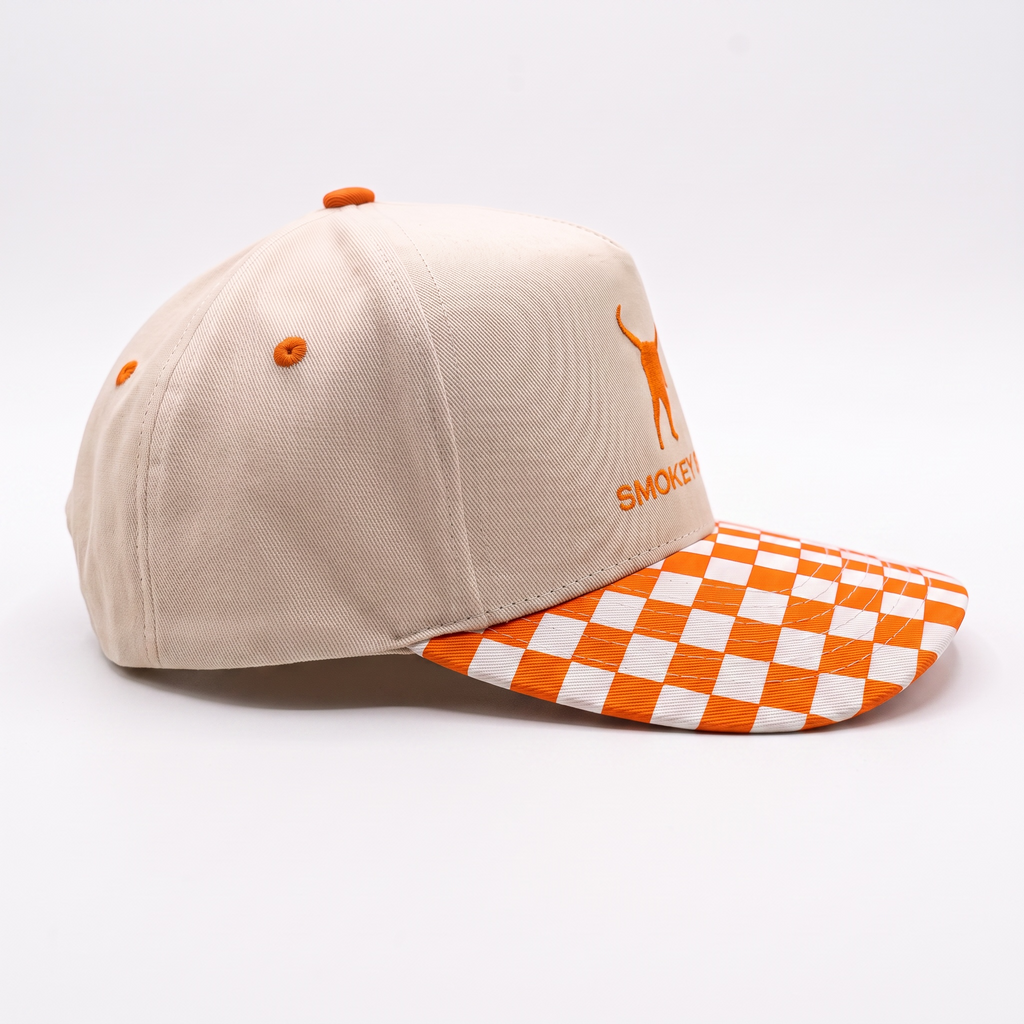 Smokey & Co. Orange & White Checkerboard Embroidered Cap