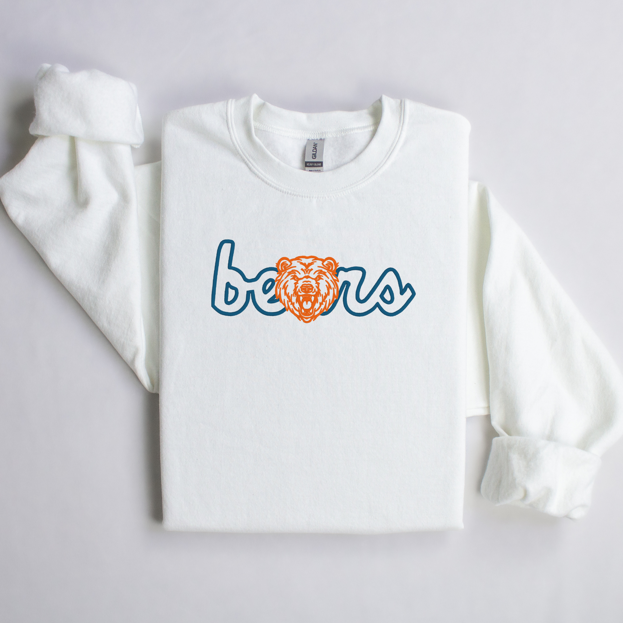 Outlined Bears Vintage Mascot Embroidered Sweatshirt