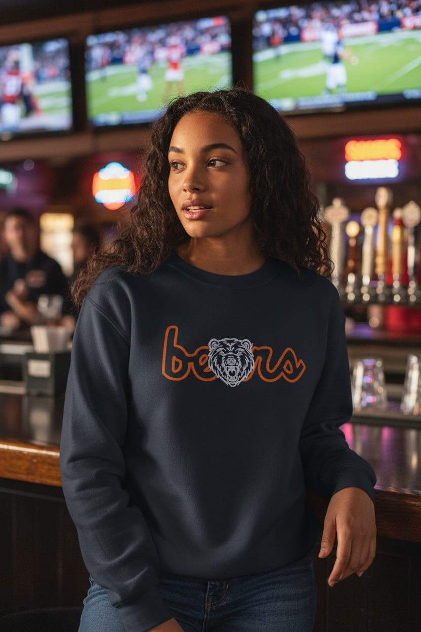 Outlined Bears Vintage Mascot Embroidered Sweatshirt