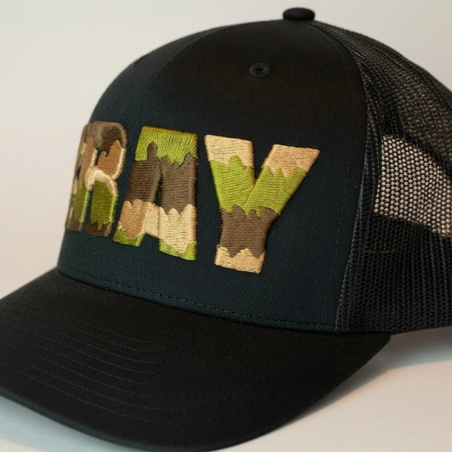 Puff Embroidered “PRAY” Hat Trucker Cap Faith Based 3D Embroidery