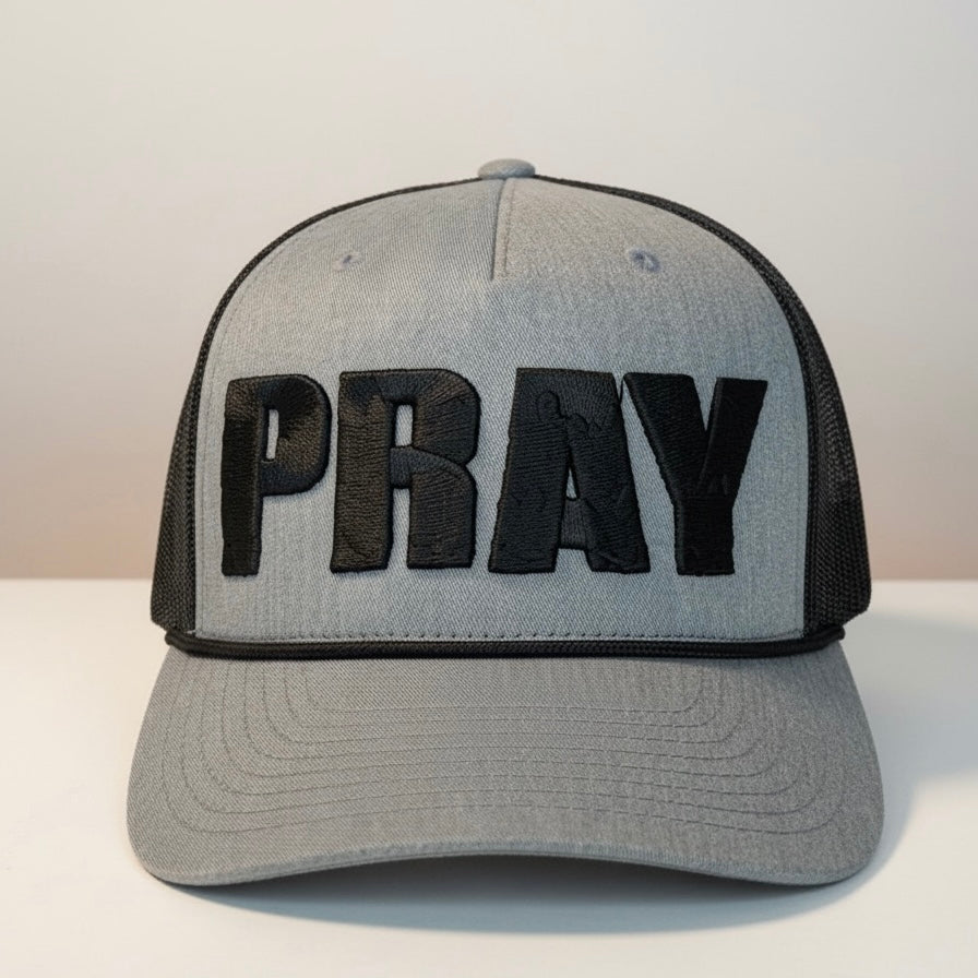 Puff Embroidered “PRAY” Hat Trucker Cap Faith Based 3D Embroidery
