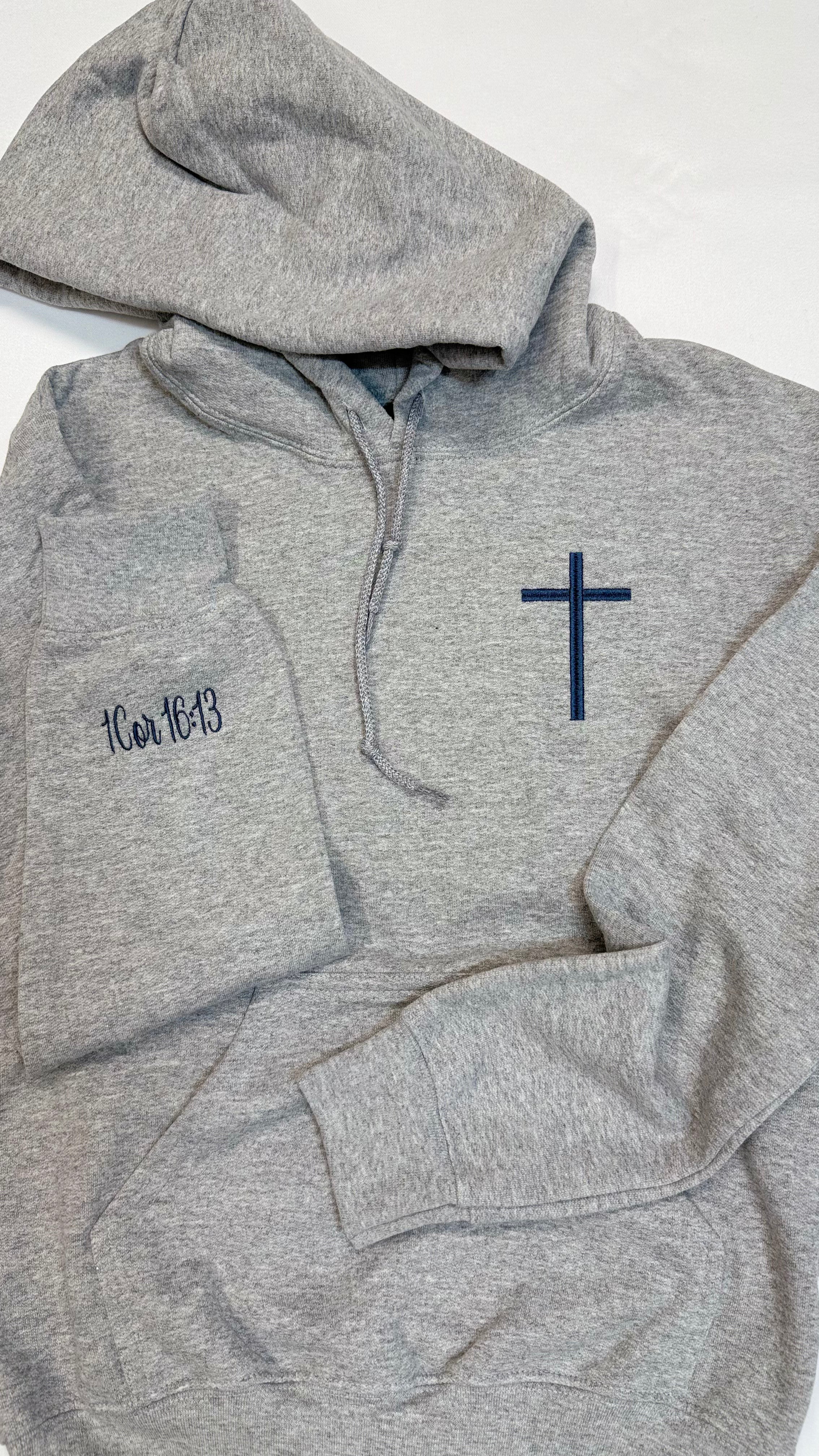 Simple Cross Embroidered Sweatshirt | Minimal Christian Faith Apparel