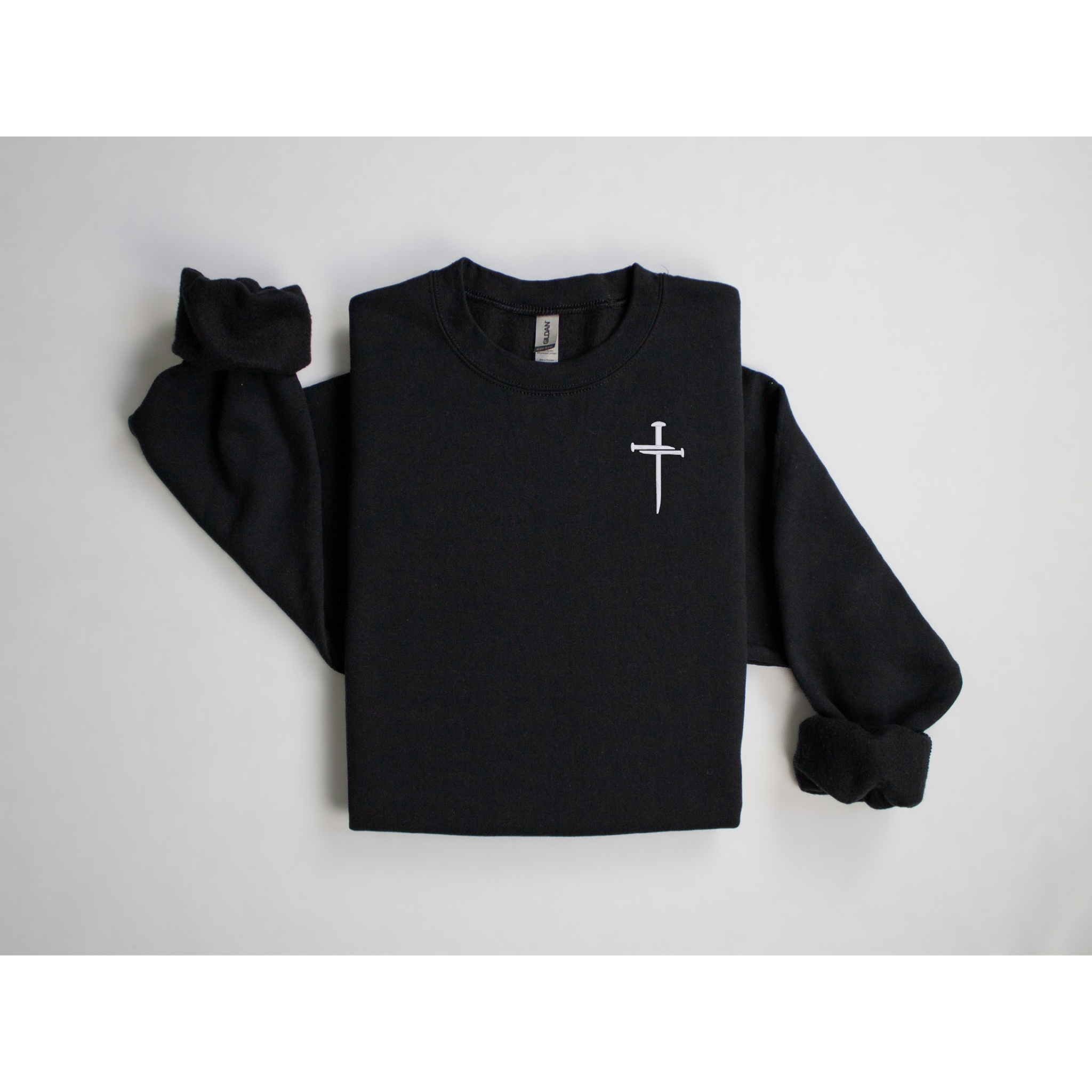 Three Nails Cross Embroidered Sweatshirt | Minimal Faith Apparel