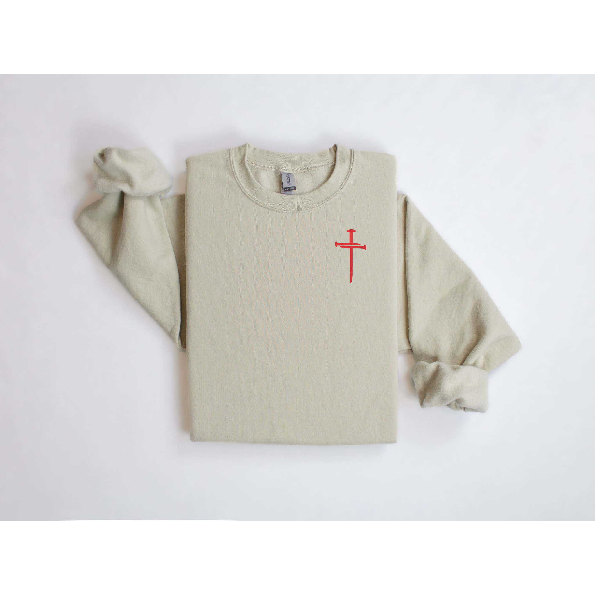 Three Nails Cross Embroidered Sweatshirt | Minimal Faith Apparel