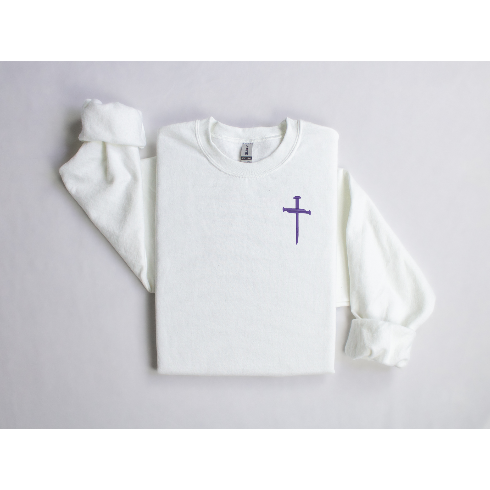 Three Nails Cross Embroidered Sweatshirt | Minimal Faith Apparel