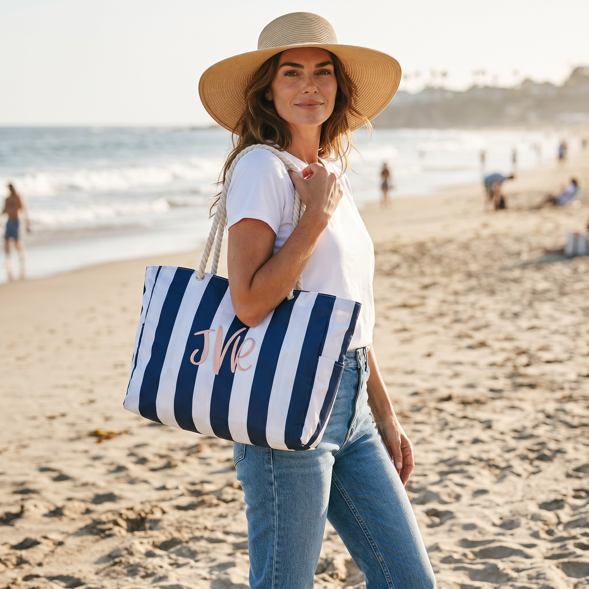 Personalized Waterproof Beach Bag with Embroidery