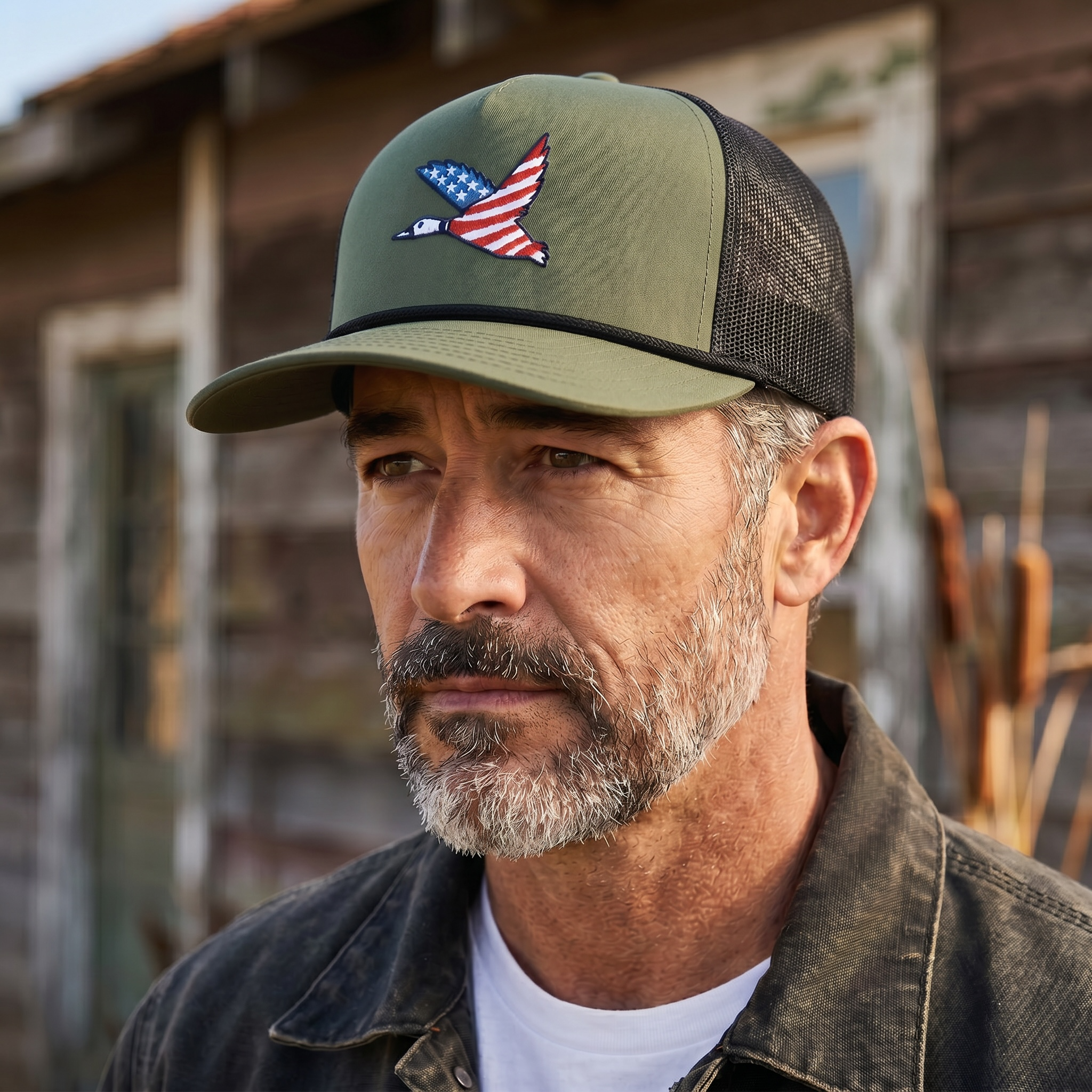 Patriotic Mallard Duck Embroidered Richardson Cap