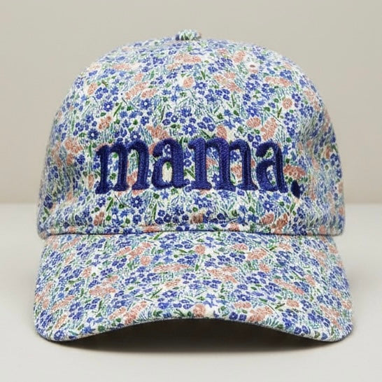 Custom Floral Cap with Embroidered Word