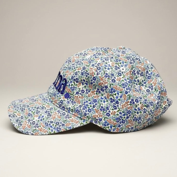 Custom Floral Cap with Embroidered Word