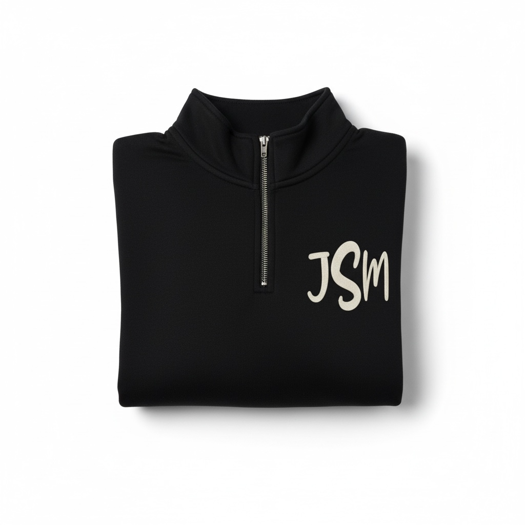 Custom 3D Puff Monogram Quarter Zip Medium Weight Sweatshirt