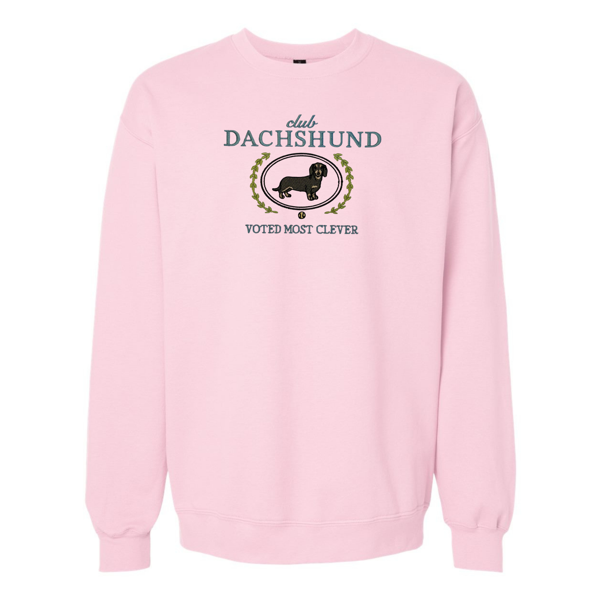 Club Dachshund Embroidered Sweatshirt “Voted Most Clever” Cozy Crewneck