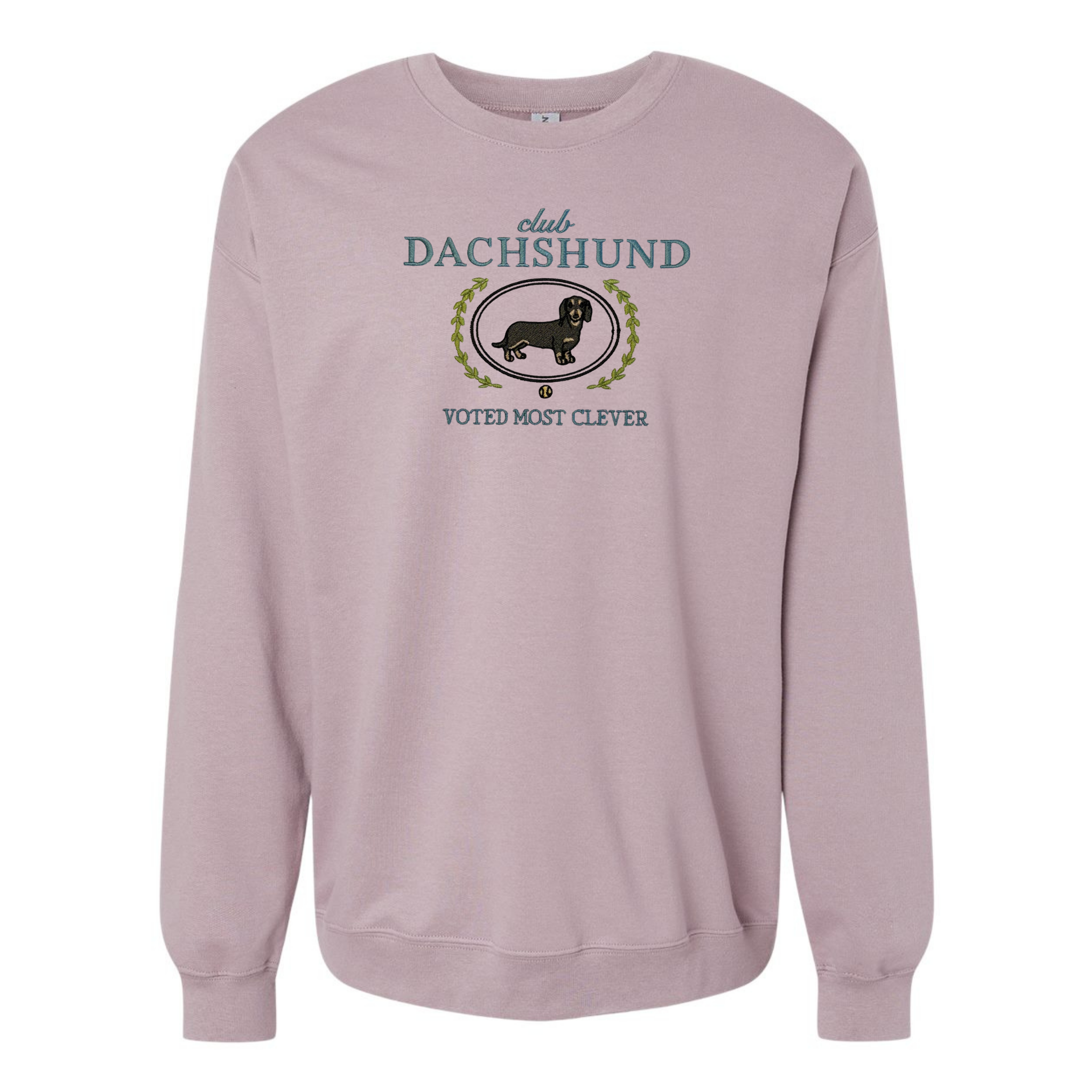 Club Dachshund Embroidered Sweatshirt “Voted Most Clever” Cozy Crewneck