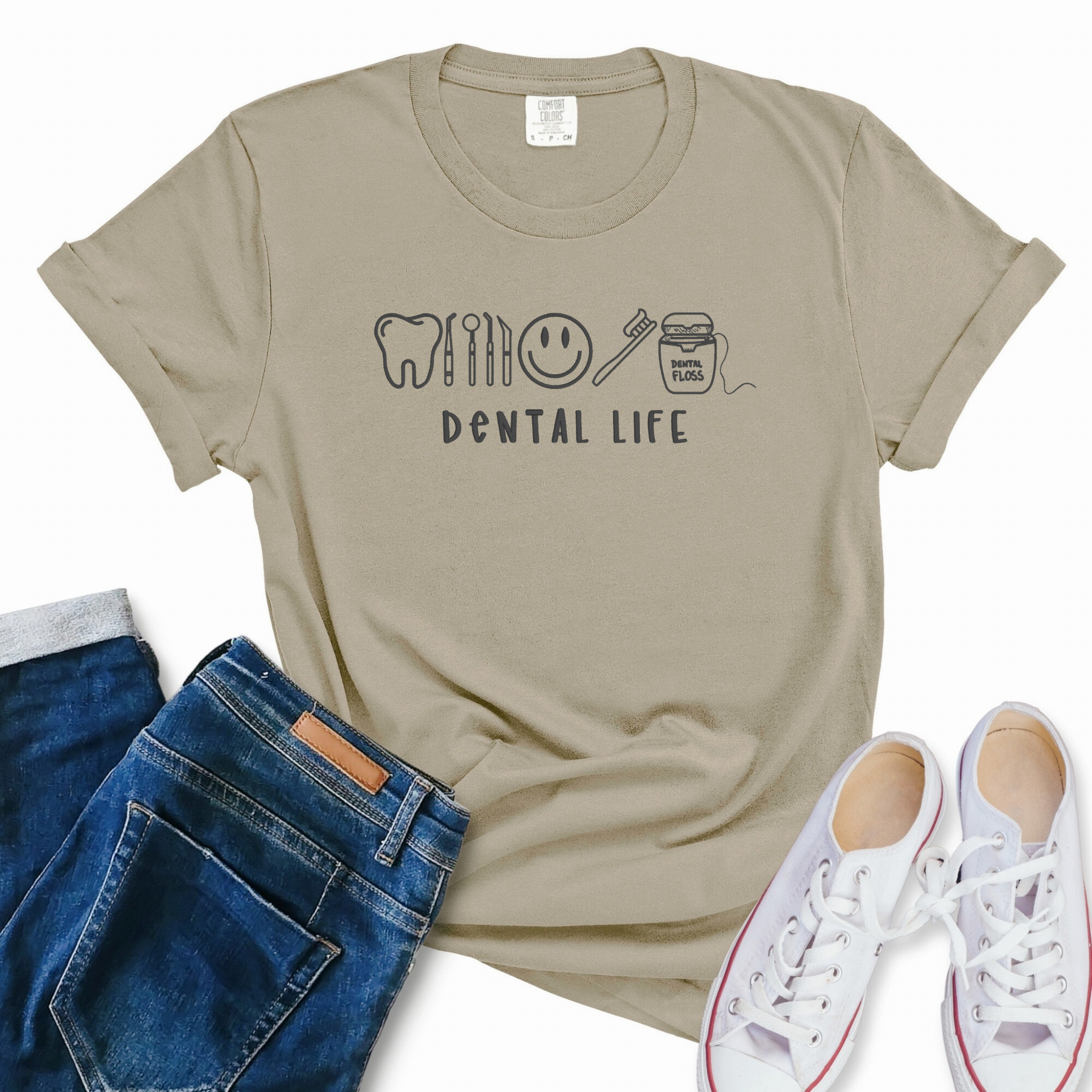 Dental Life Shirt with Icons Dental Office Apparel