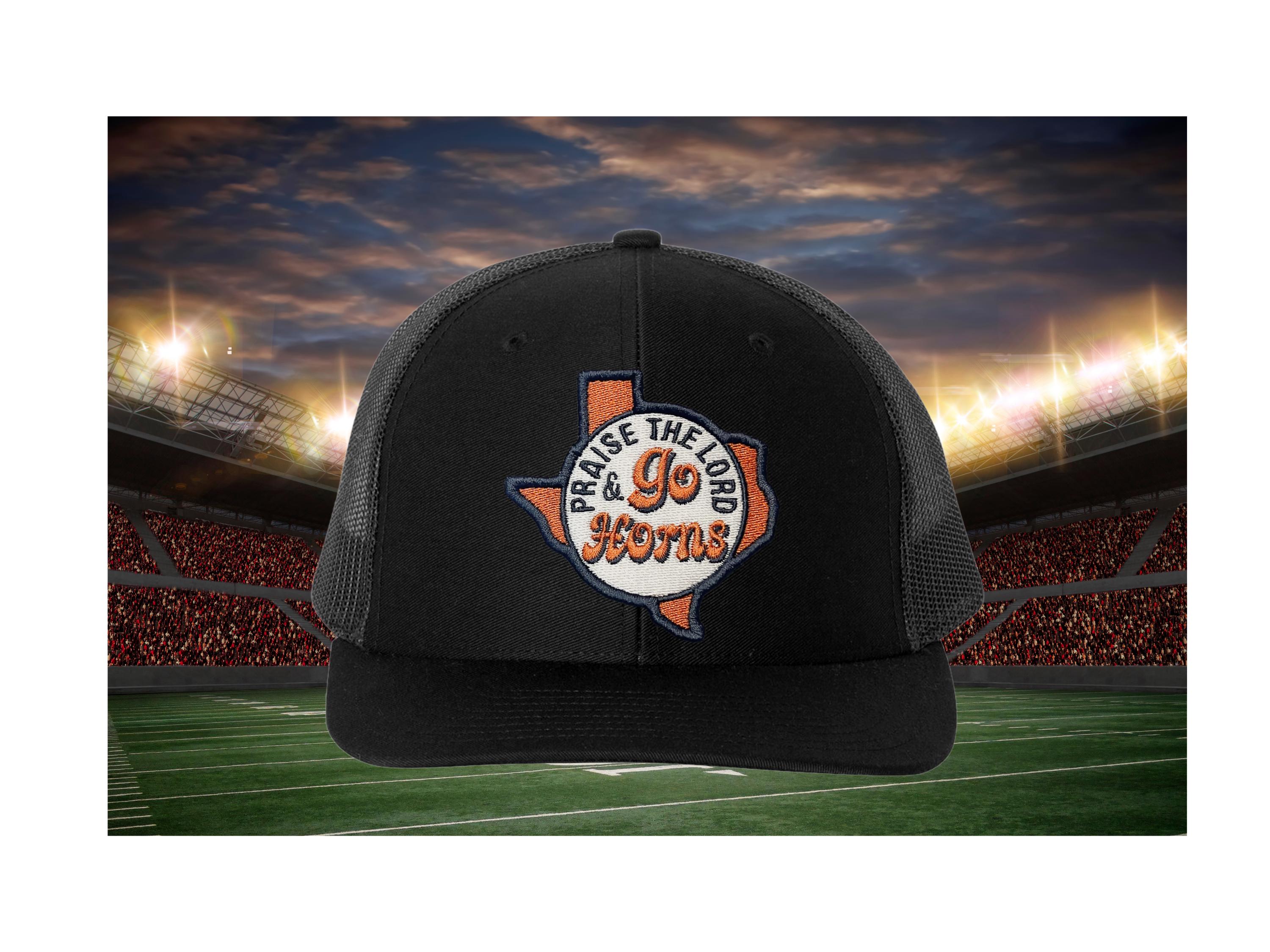 Praise the Lord and Go Horns Trucker Cap