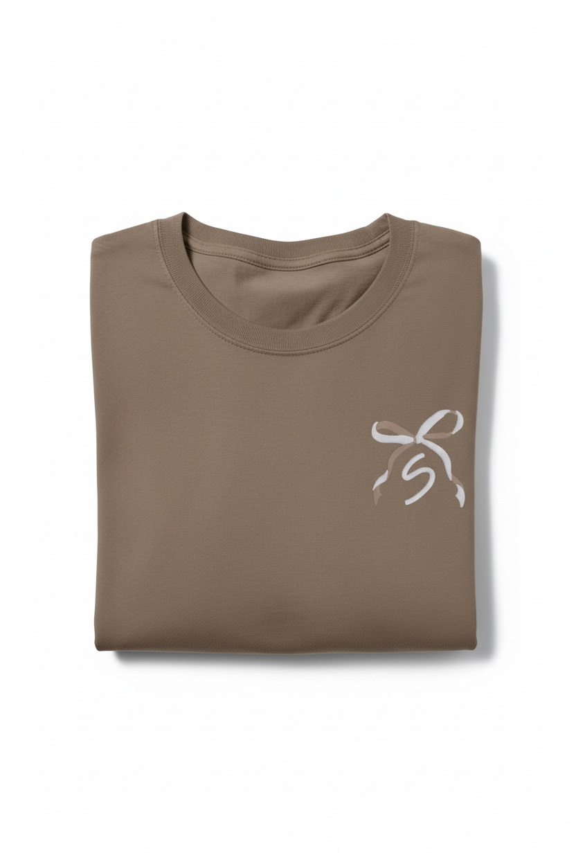 Custom Initial with Two-Toned Bow | Embroidered Long Sleeve Shirt
