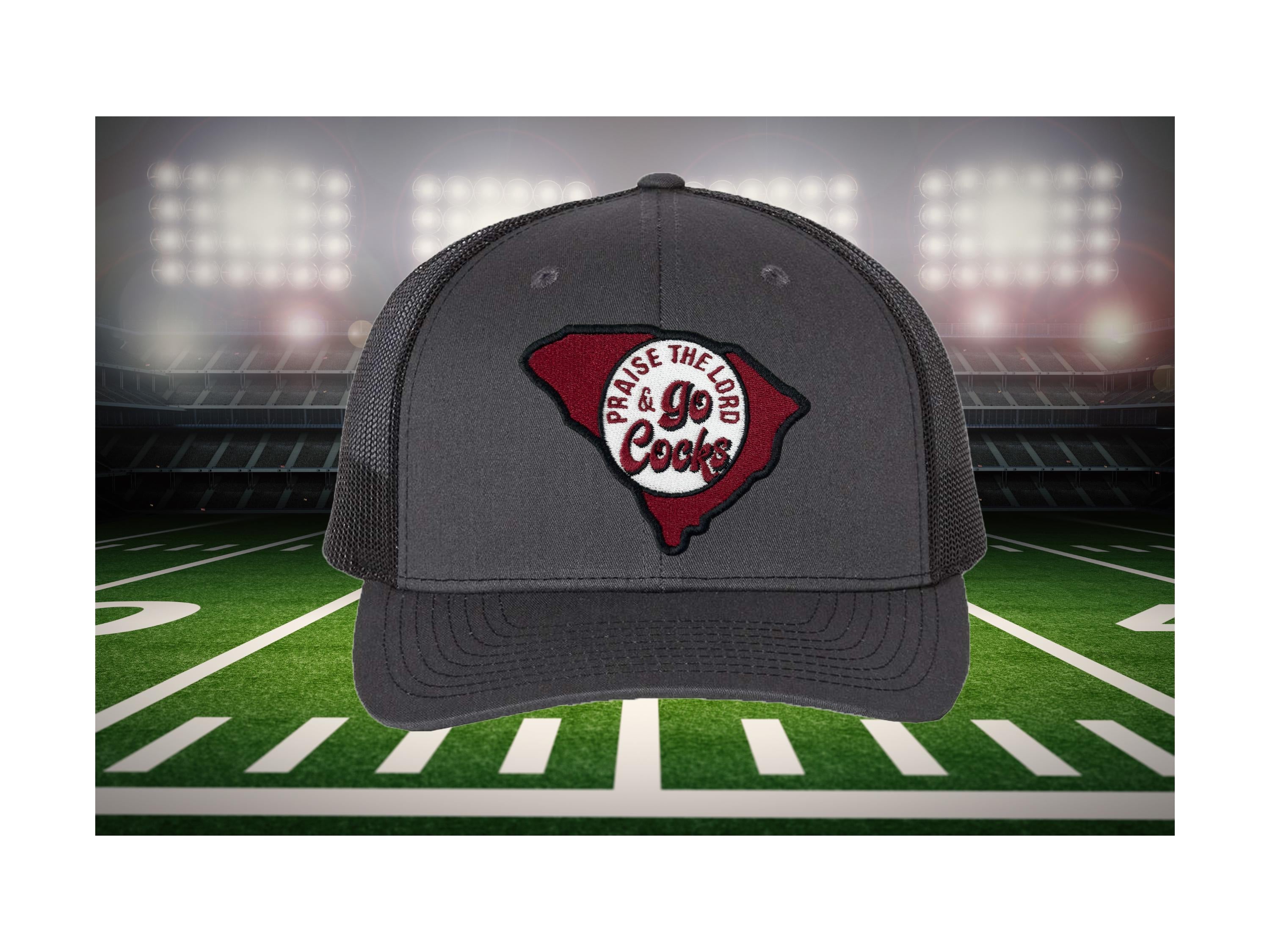 Praise the Lord and Go Cocks Trucker Cap