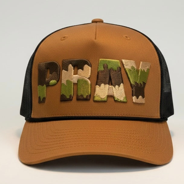Puff Embroidered “PRAY” Hat Trucker Cap Faith Based 3D Embroidery