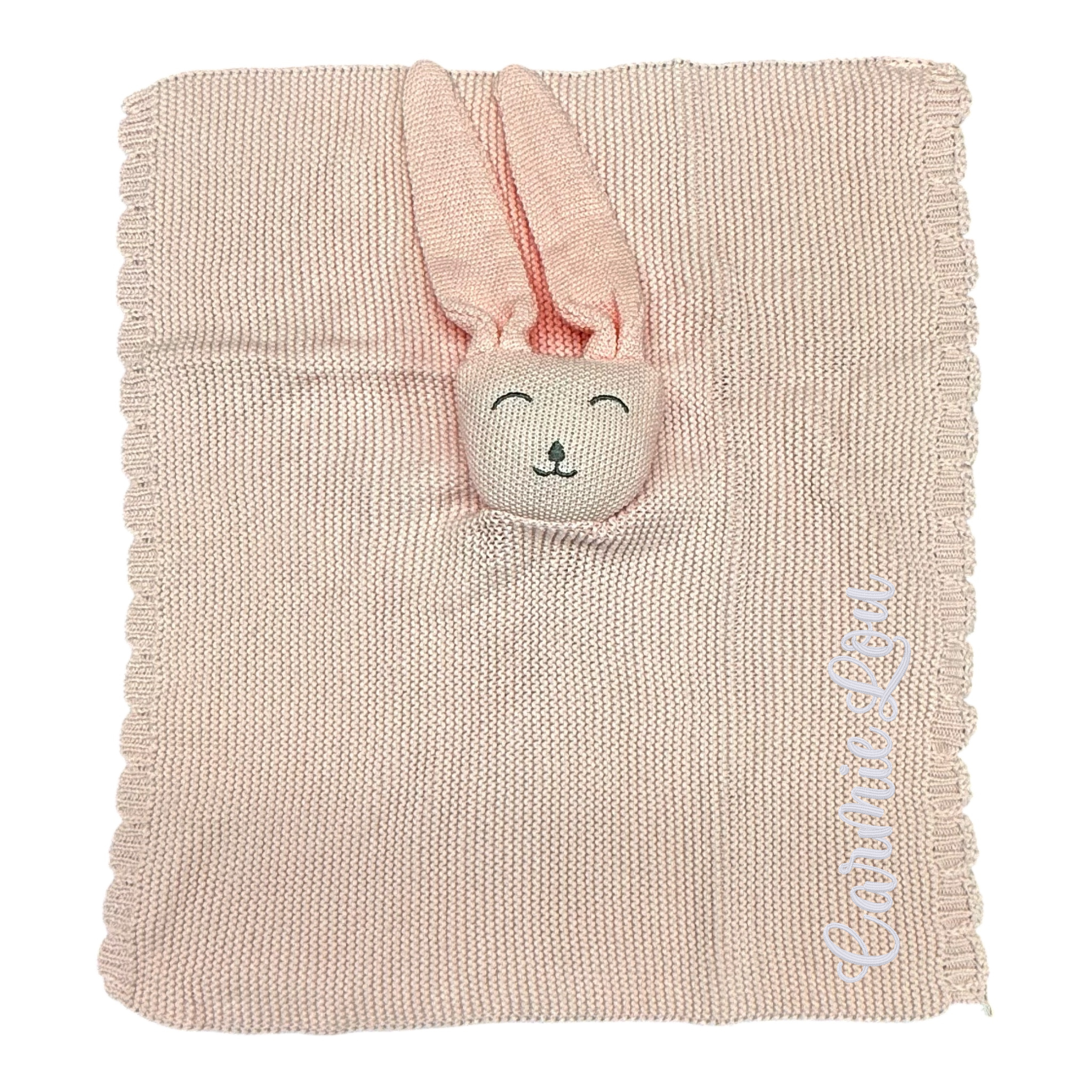 Personalized Knit Bunny Lovey Heirloom Baby Shower Gift