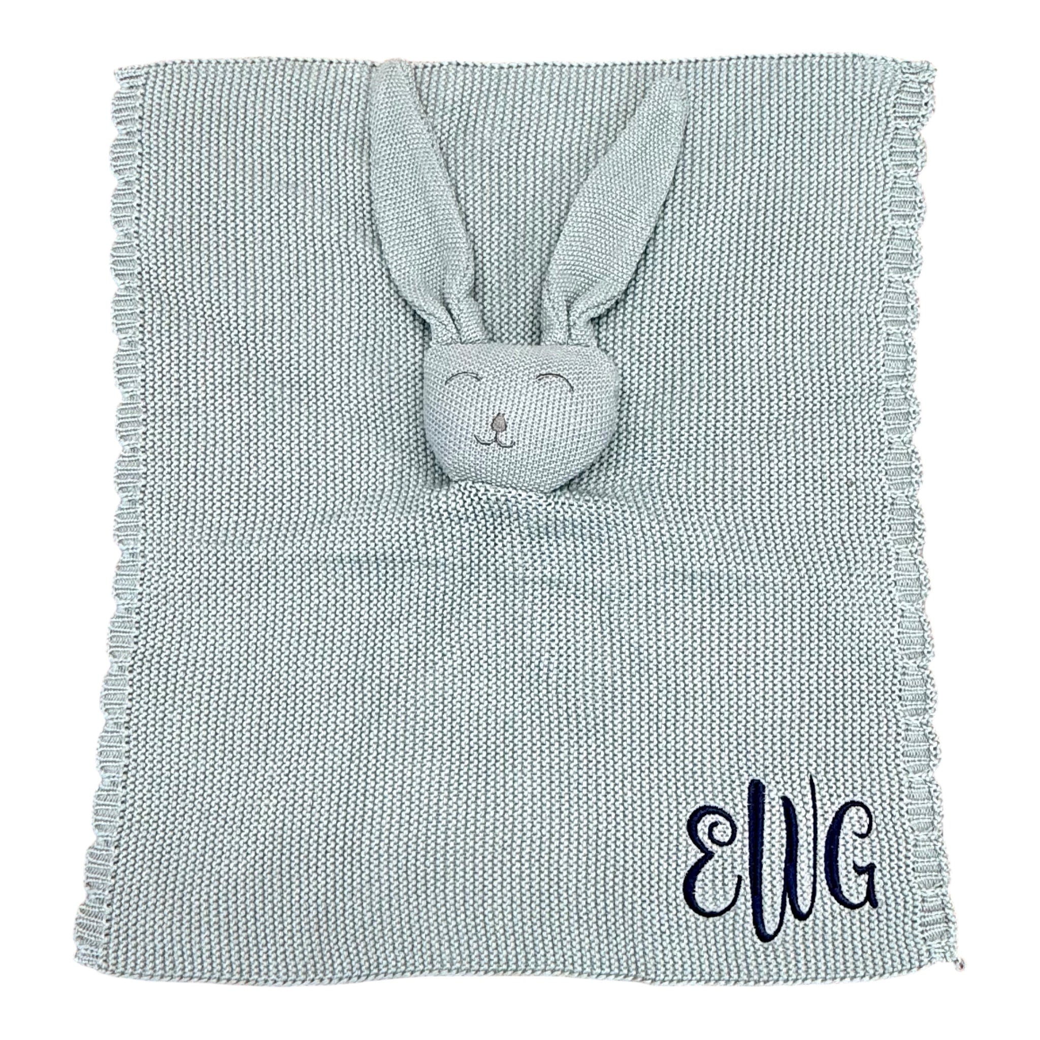 Personalized Knit Bunny Lovey Heirloom Baby Shower Gift