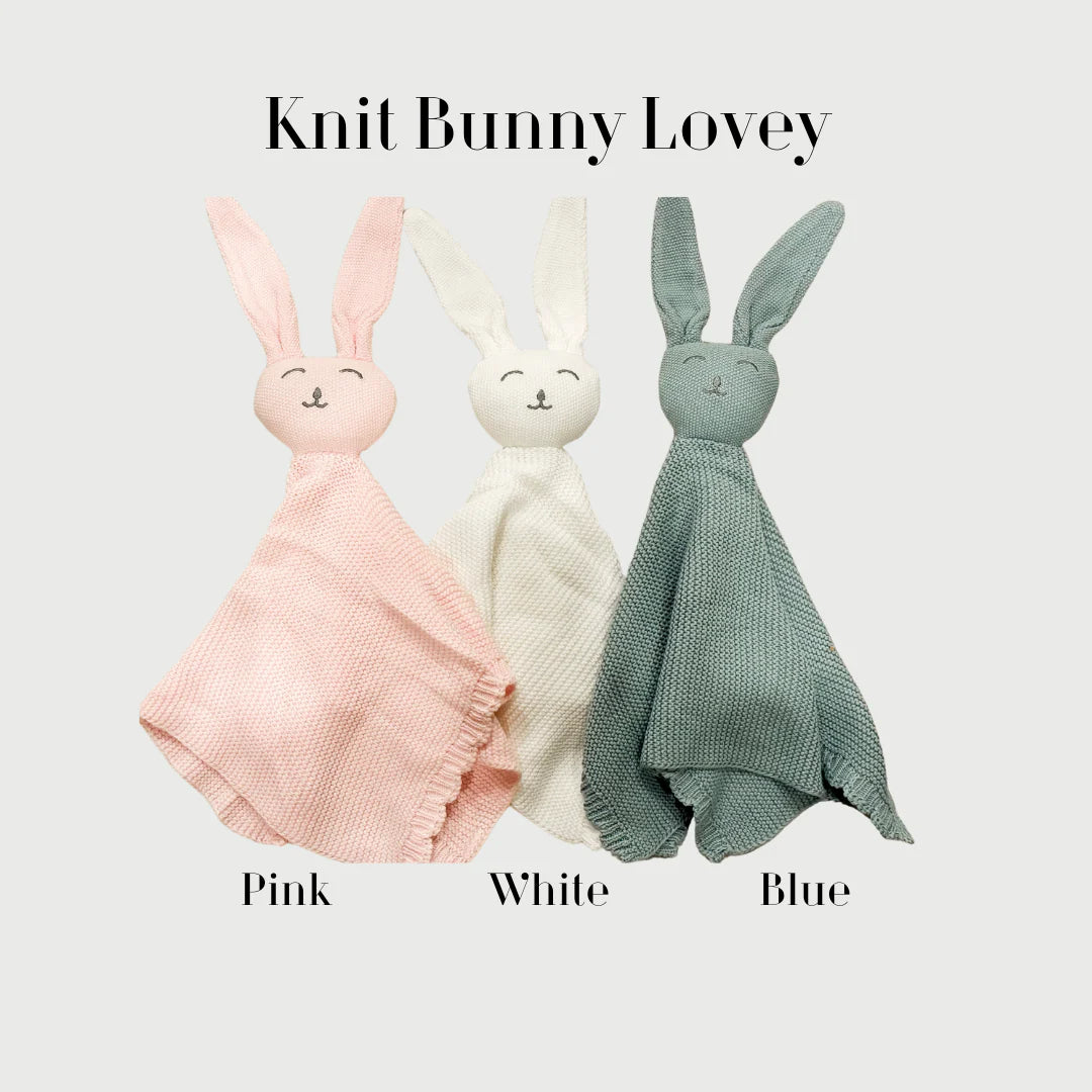 Personalized Knit Bunny Lovey Heirloom Baby Shower Gift