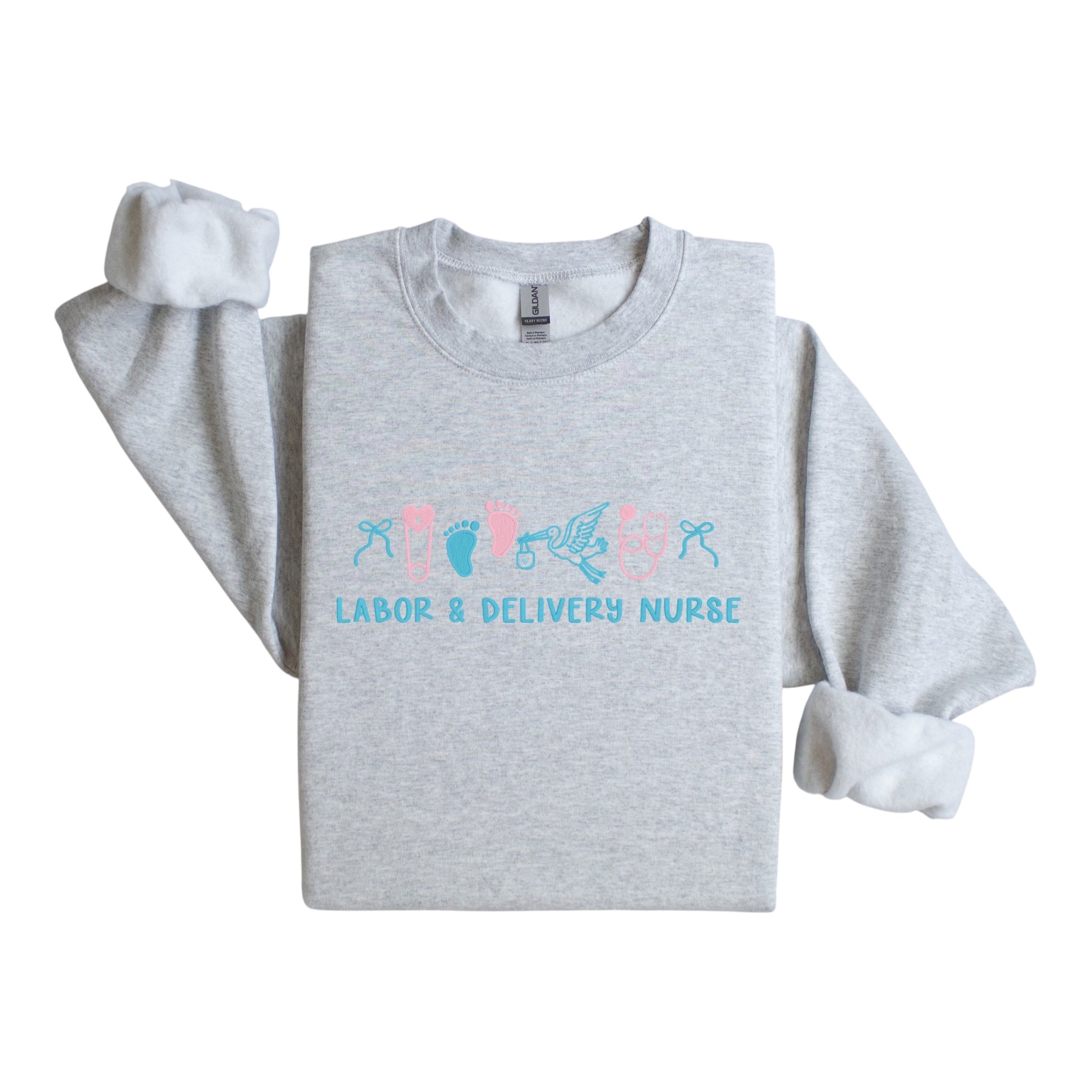 Labor & Delivery Nurse with Icons Embroidered Sweatshirt
