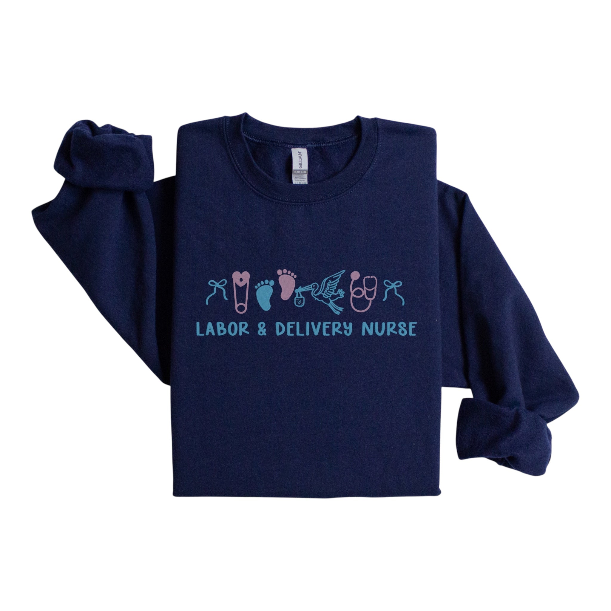 Labor & Delivery Nurse with Icons Embroidered Sweatshirt