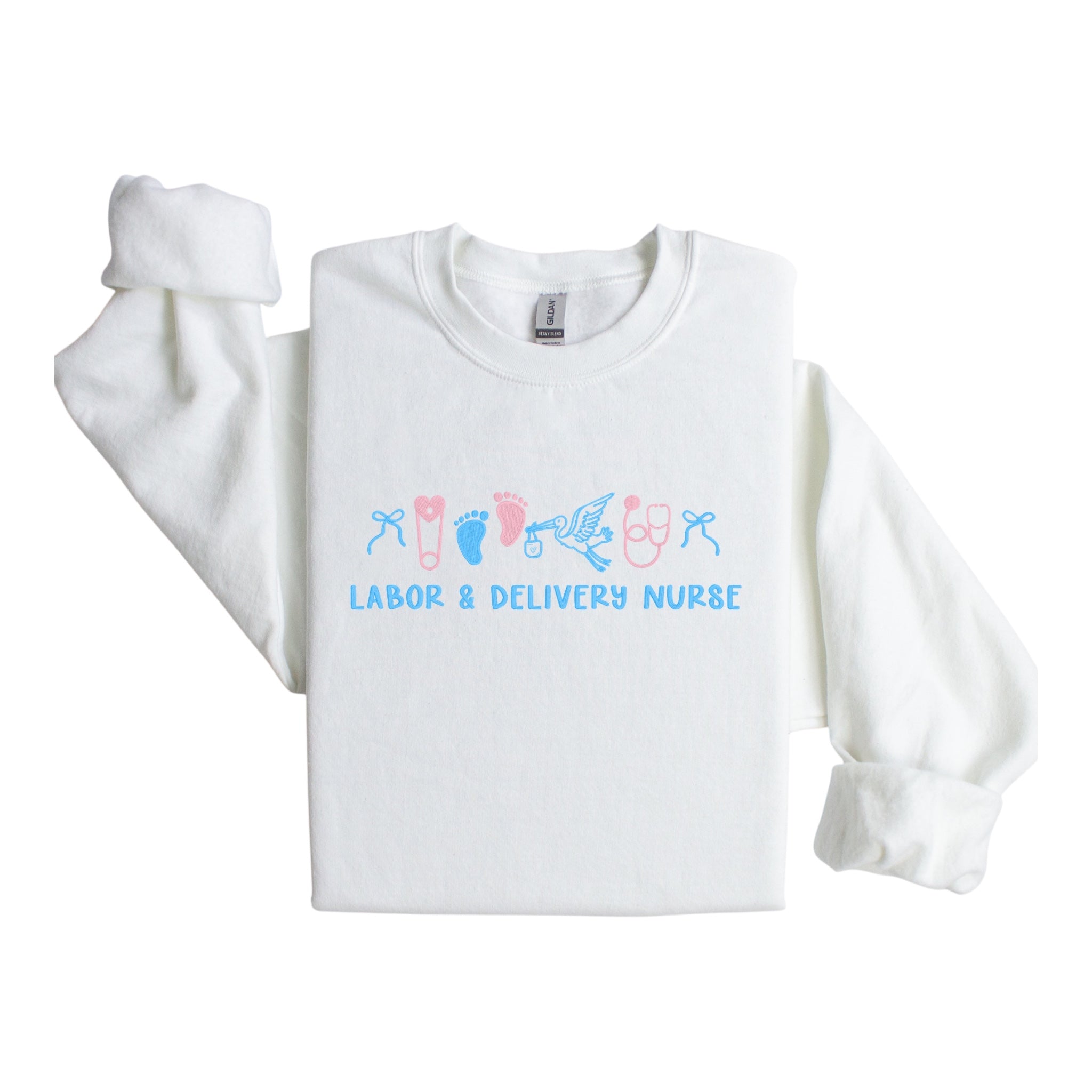 Labor & Delivery Nurse with Icons Embroidered Sweatshirt