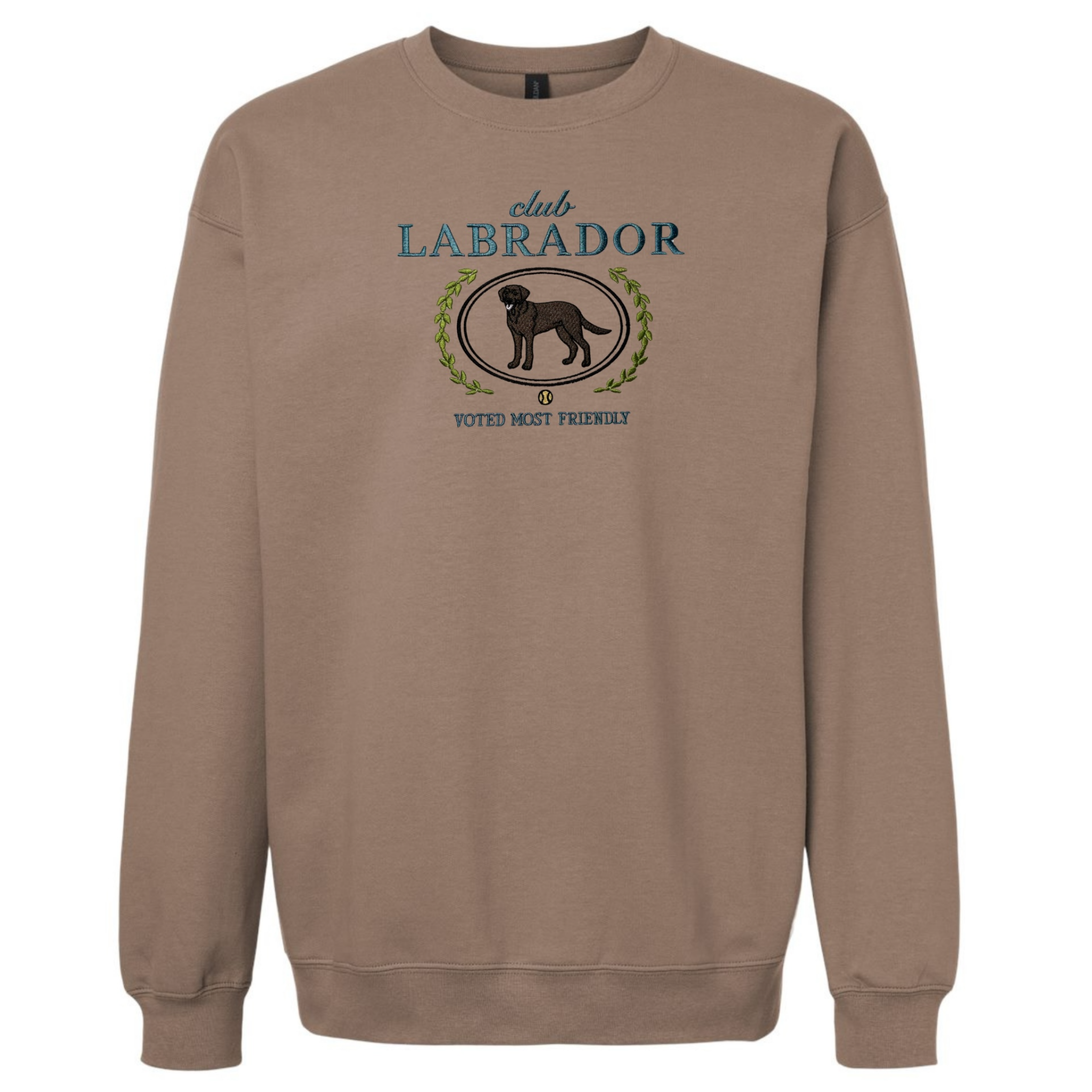 Club Labrador Embroidered Sweatshirt “Voted Most Friendly” Cozy Crewneck for Dog Lovers