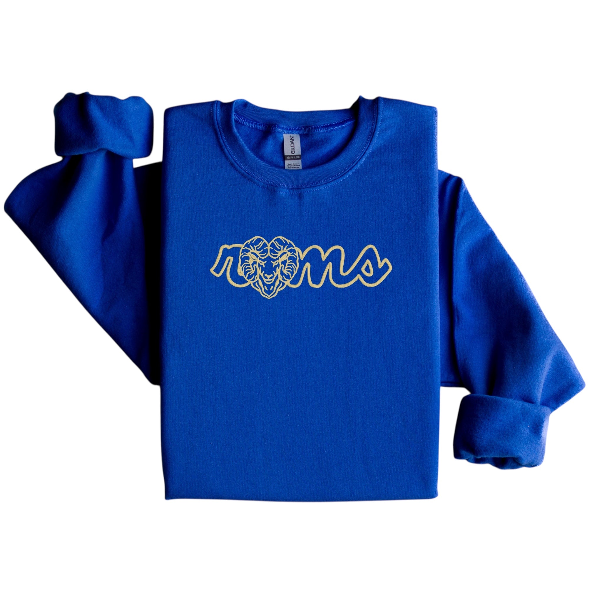 Vintage Outlined Rams Design Embroidered Sweatshirt Retro Ram Mascot