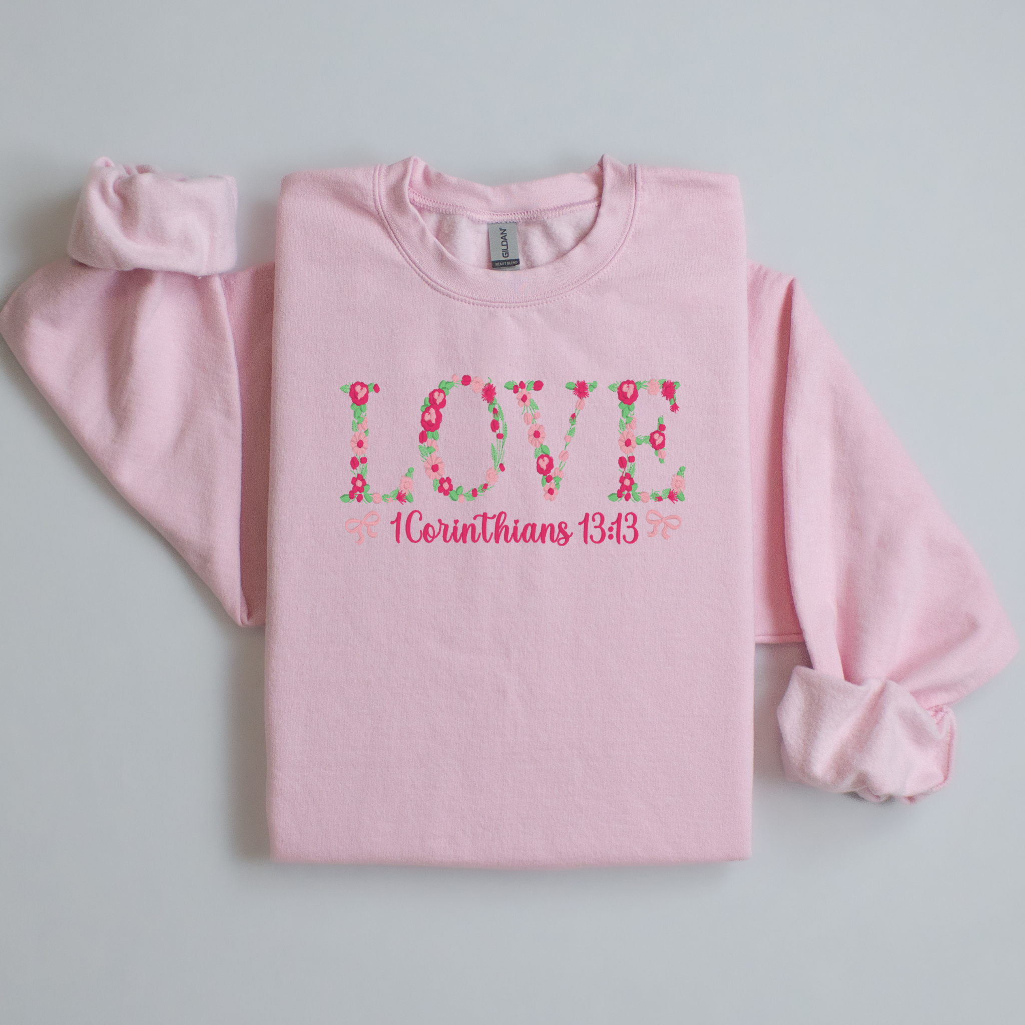 LOVE Floral Embroidered Sweatshirt | 1 Corinthians 13:13 Faith Crewneck