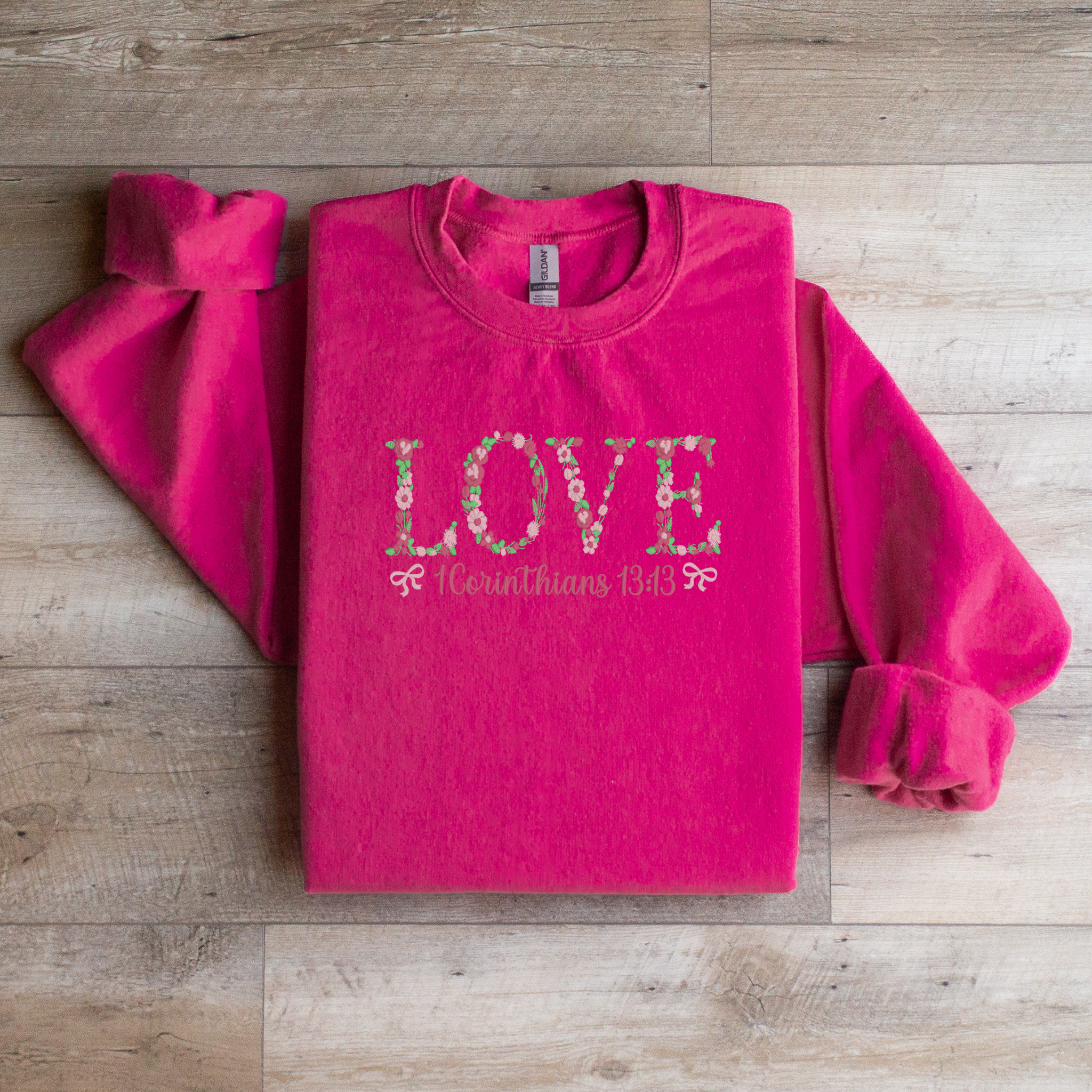 LOVE Floral Embroidered Sweatshirt | 1 Corinthians 13:13 Faith Crewneck