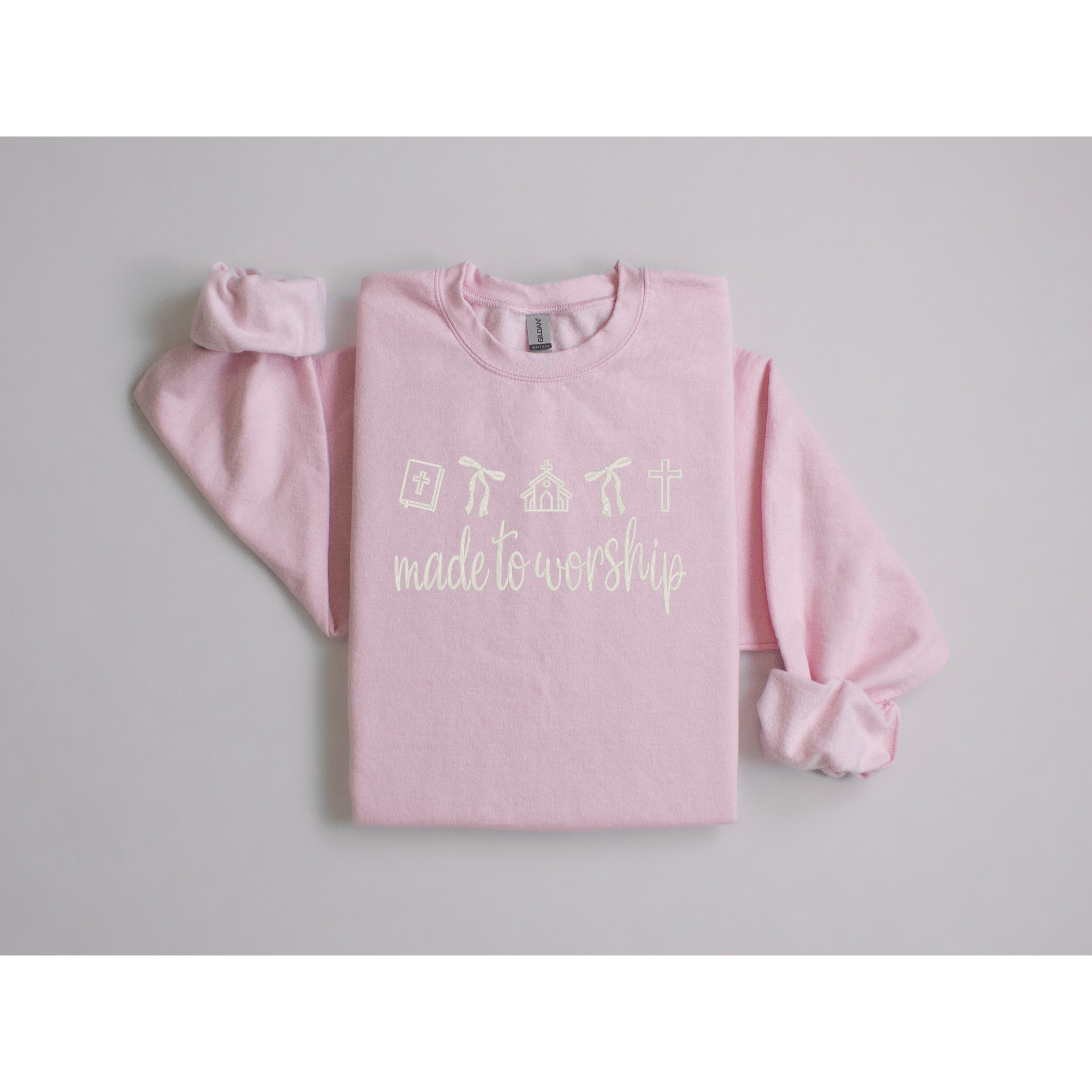 Made to Worship Embroidered Sweatshirt | Faith-Based Crewneck with Icons