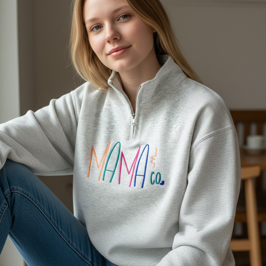 MAMA & Co Custom Embroidered 1/4 Zip & Crewneck Sweatshirt