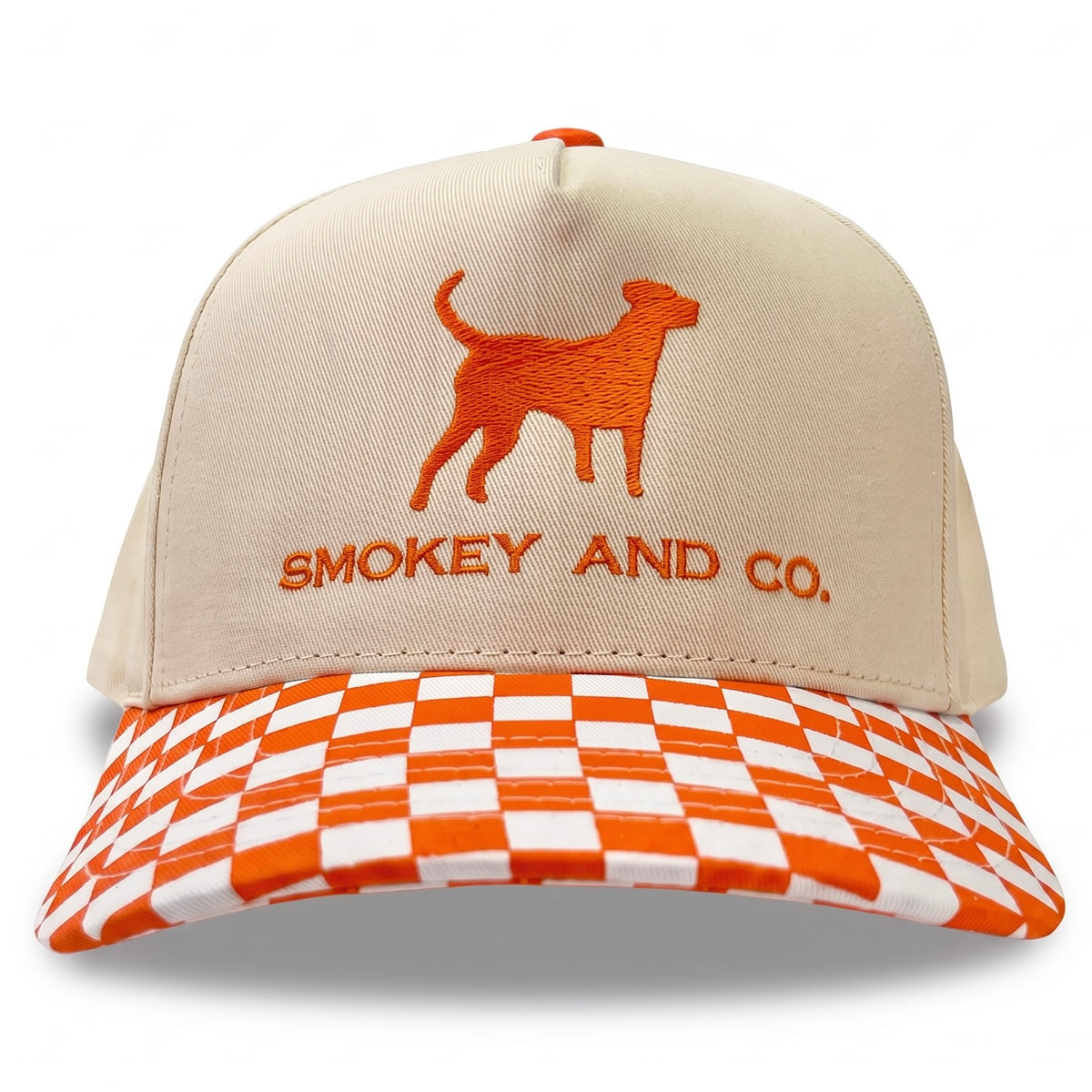Smokey & Co. Orange & White Checkerboard Embroidered Cap