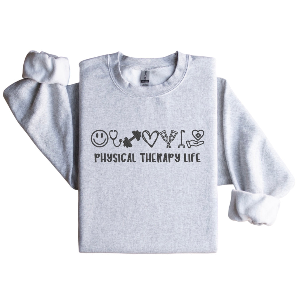 Physical Therapy Life Embroidered Sweatshirt with Icons