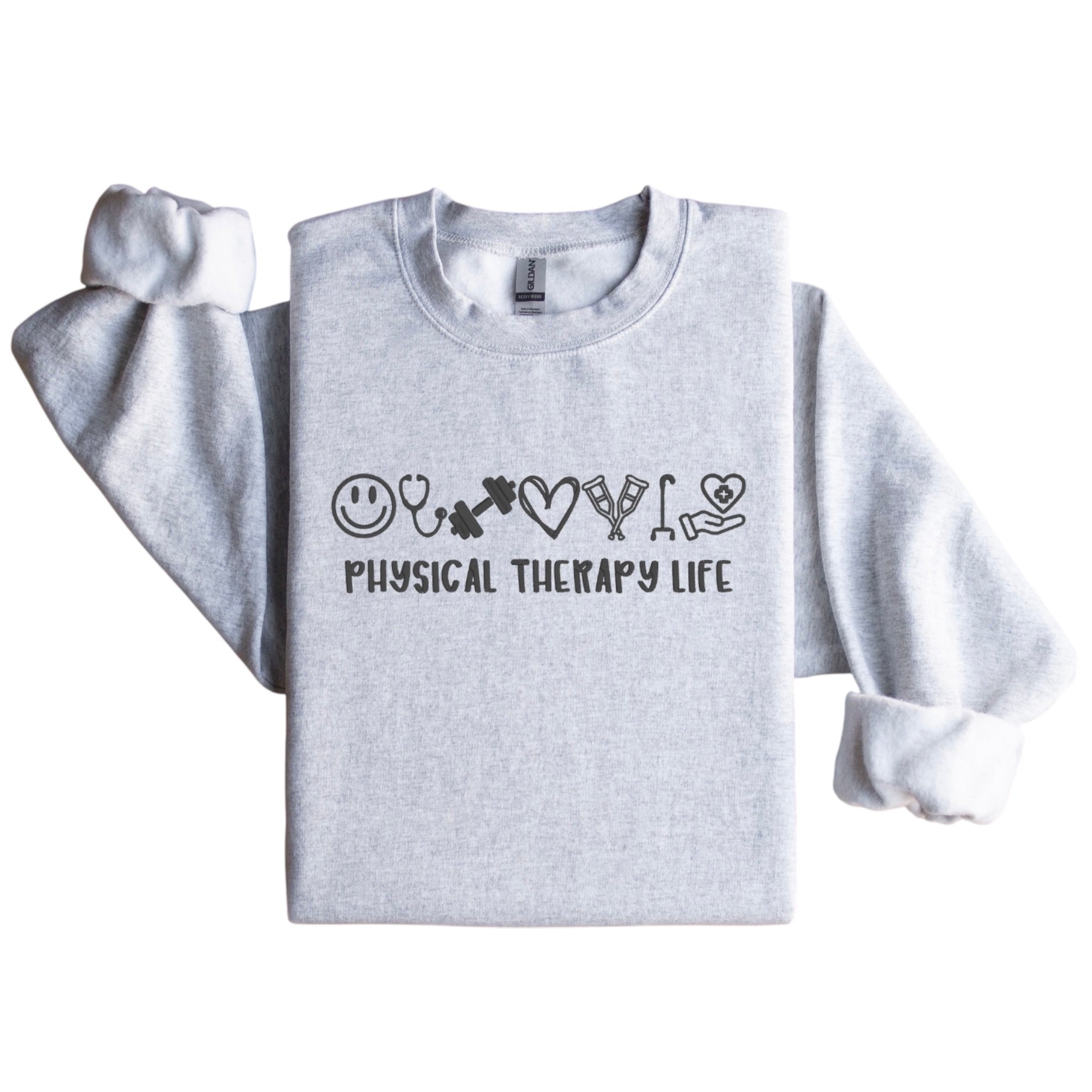 Physical Therapy Life Embroidered Sweatshirt with Icons