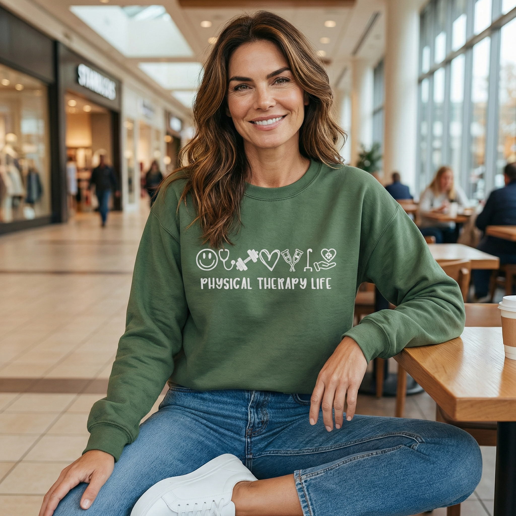 Physical Therapy Life Embroidered Sweatshirt with Icons
