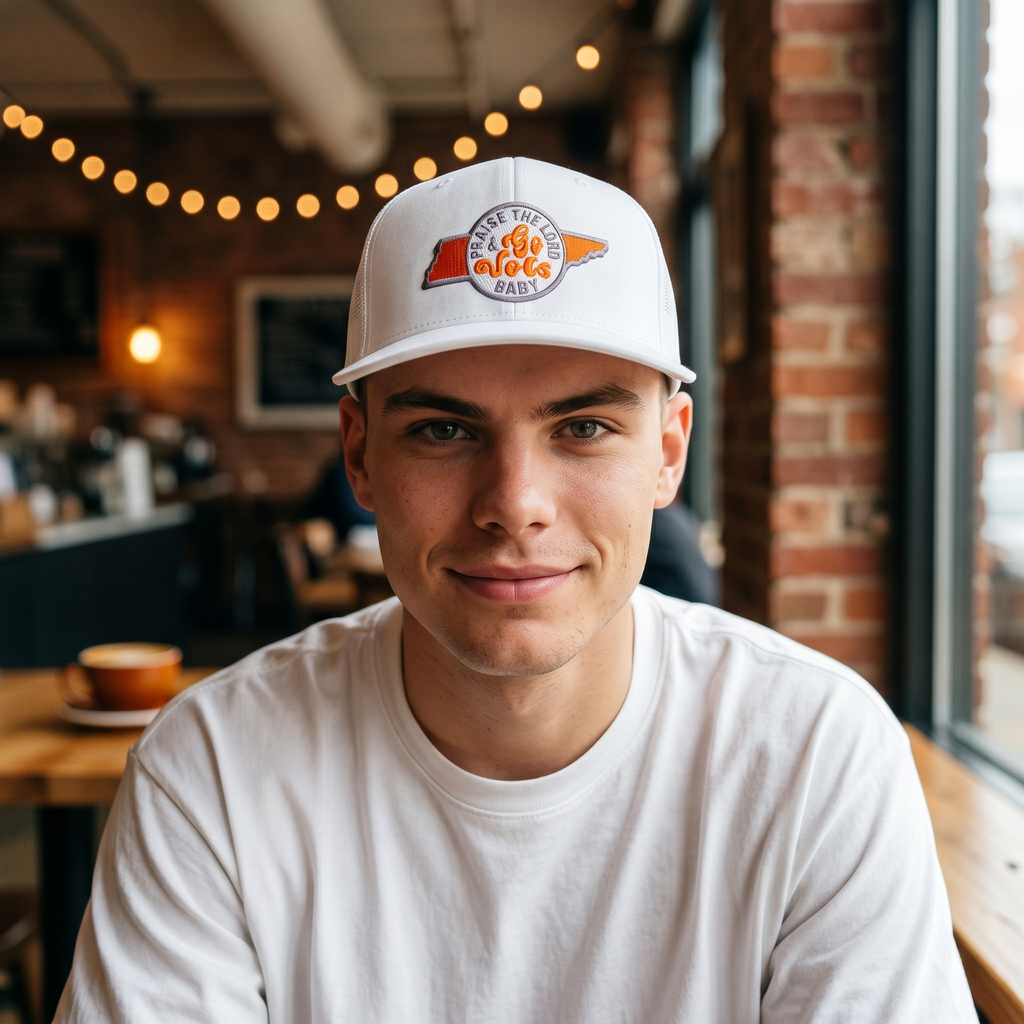 Praise the Lord and Go Vols Baby Trucker Cap