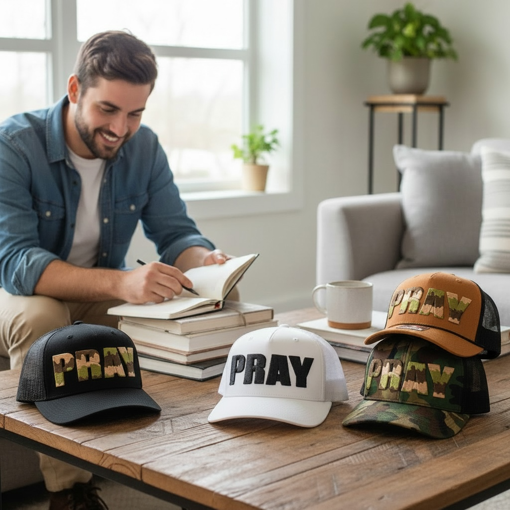 Puff Embroidered “PRAY” Hat Trucker Cap Faith Based 3D Embroidery