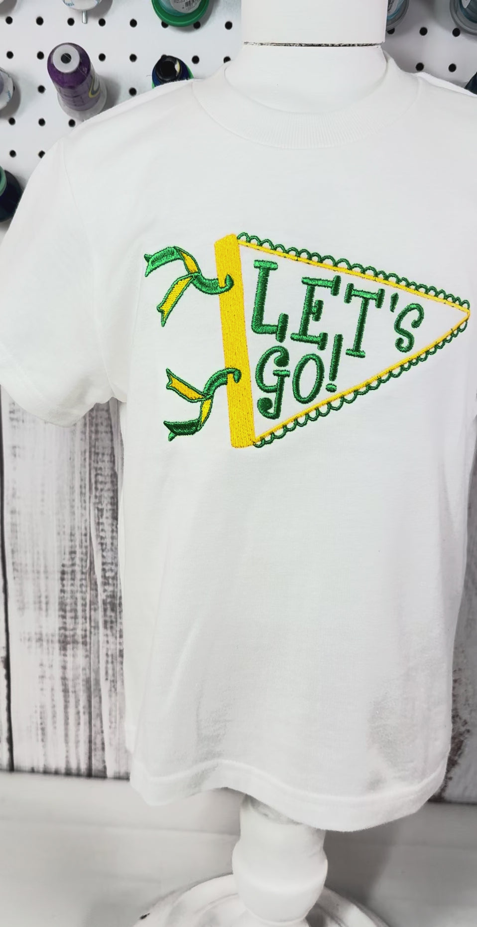 Custom Kids "Let's Go" Pennant Embroidered T-Shirt